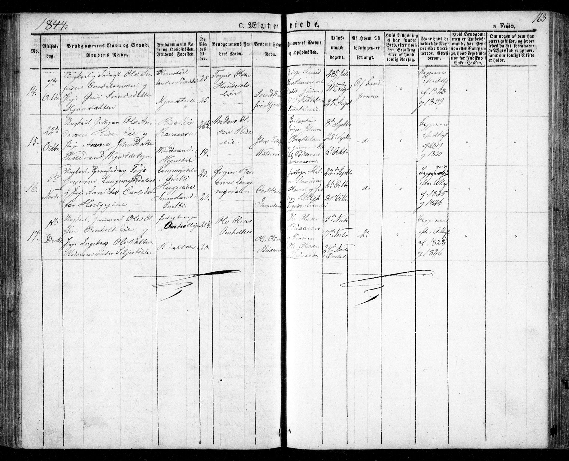 Froland sokneprestkontor, AV/SAK-1111-0013/F/Fa/L0001: Parish register (official) no. A 1, 1827-1844, p. 163