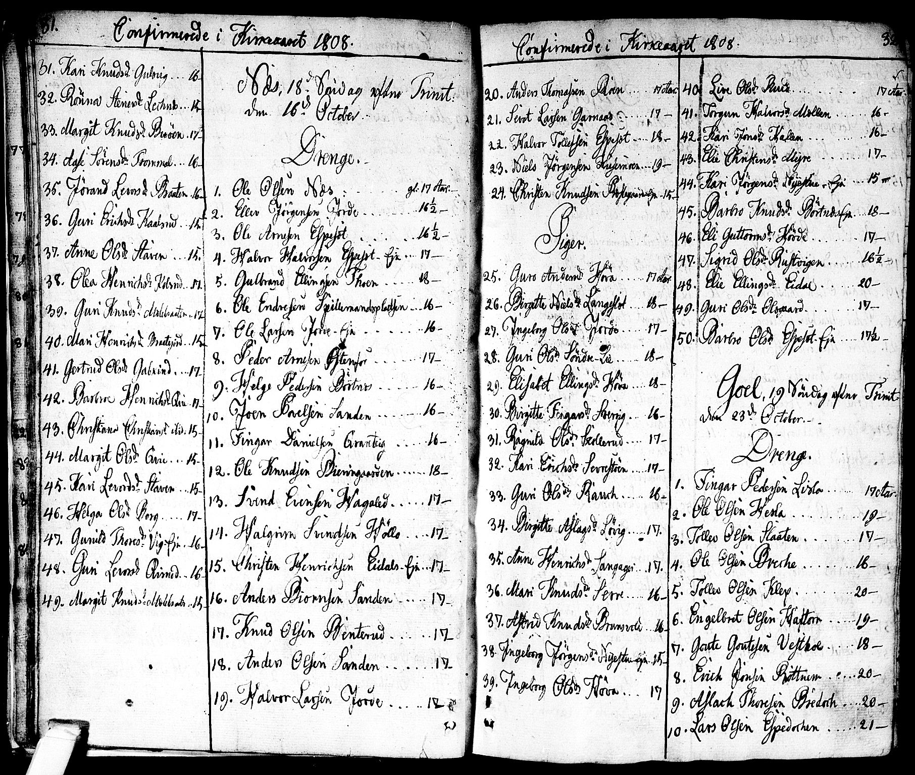 Nes kirkebøker, SAKO/A-236/F/Fa/L0006: Parish register (official) no. 6, 1808-1814, p. 31-32