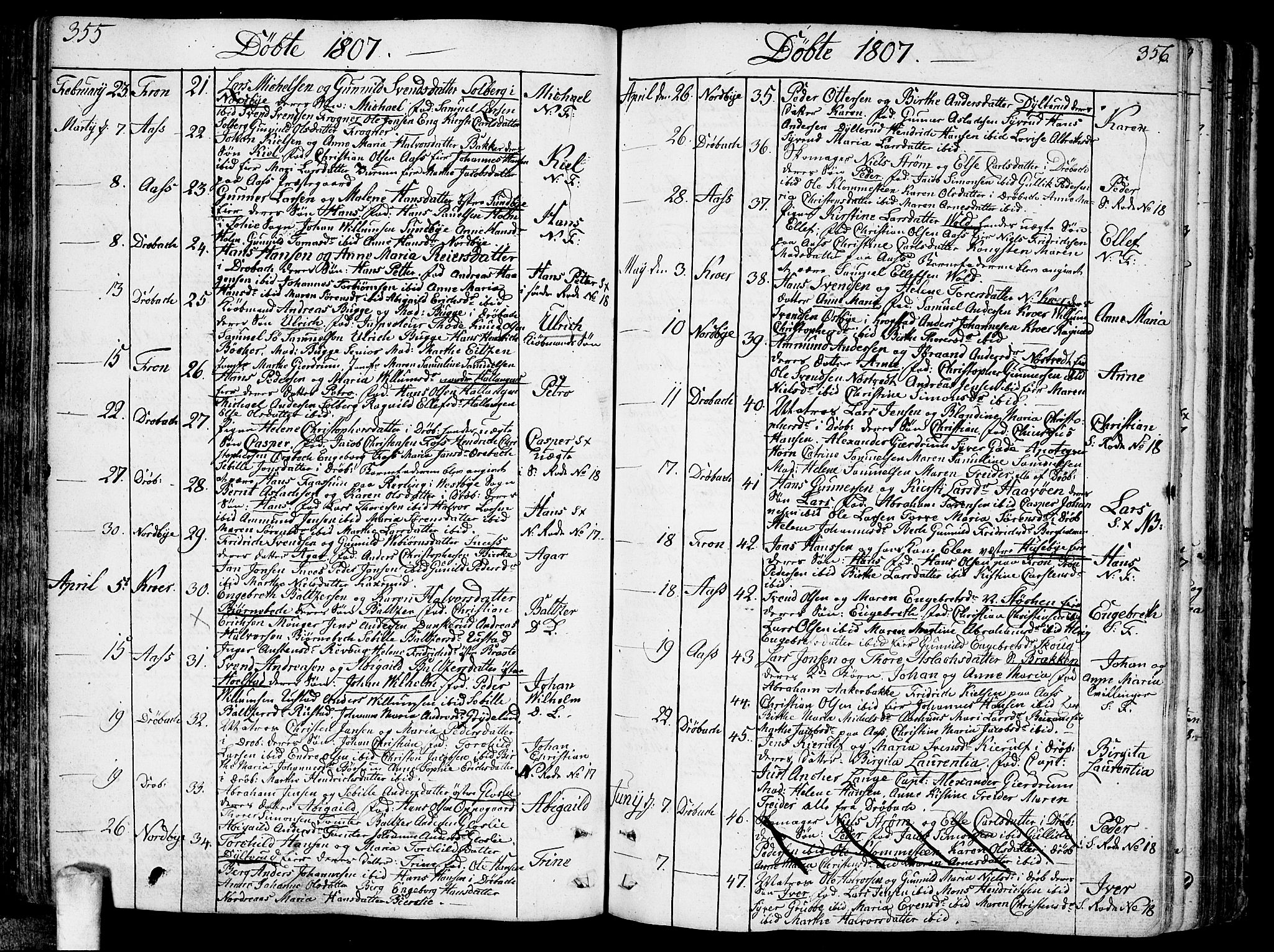 Ås prestekontor Kirkebøker, AV/SAO-A-10894/F/Fa/L0002: Parish register (official) no. I 2, 1778-1813, p. 355-356