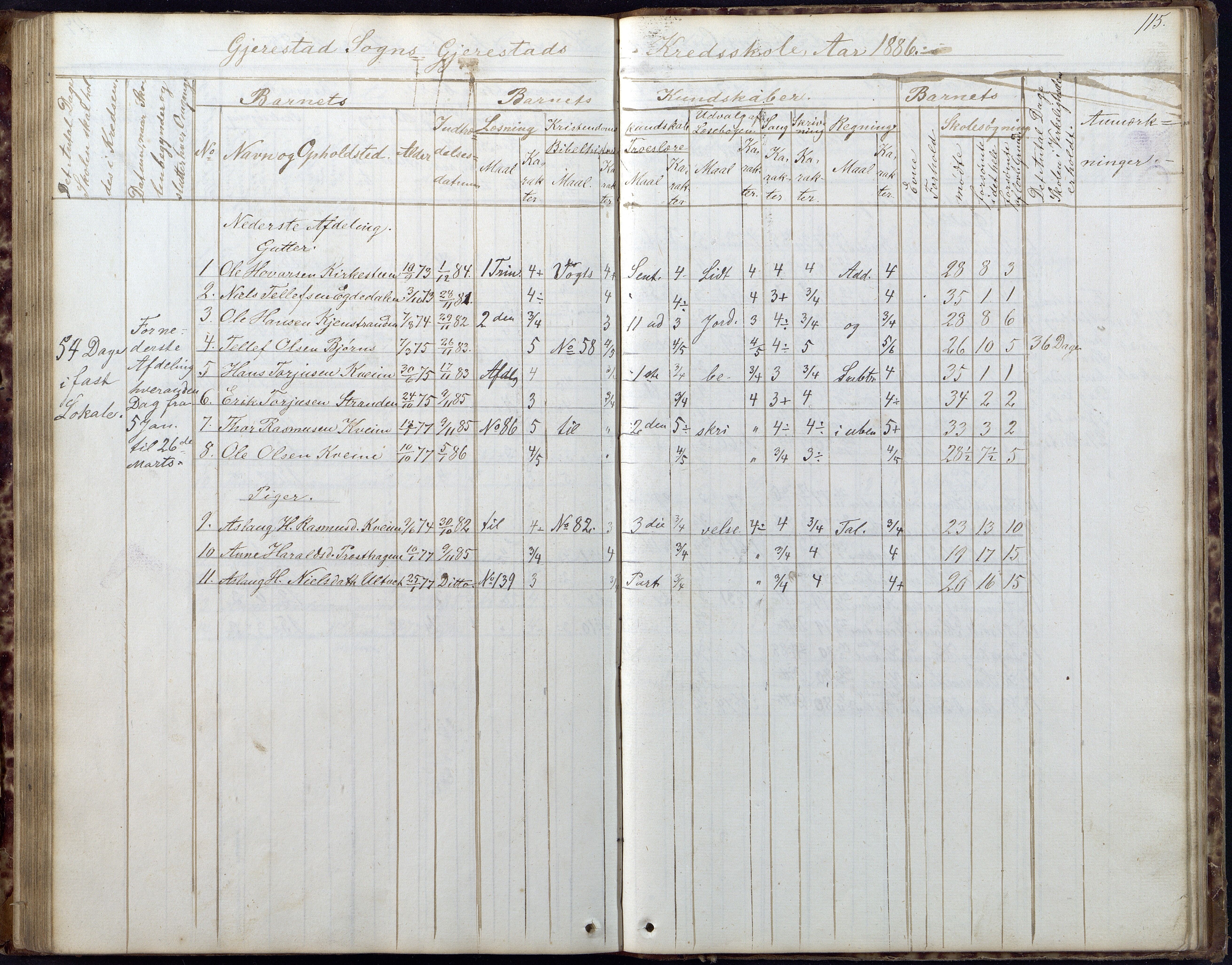 Gjerstad Kommune, Gjerstad Skole, AAKS/KA0911-550a/F02/L0005: Skoleprotokoll, 1863-1891, p. 115