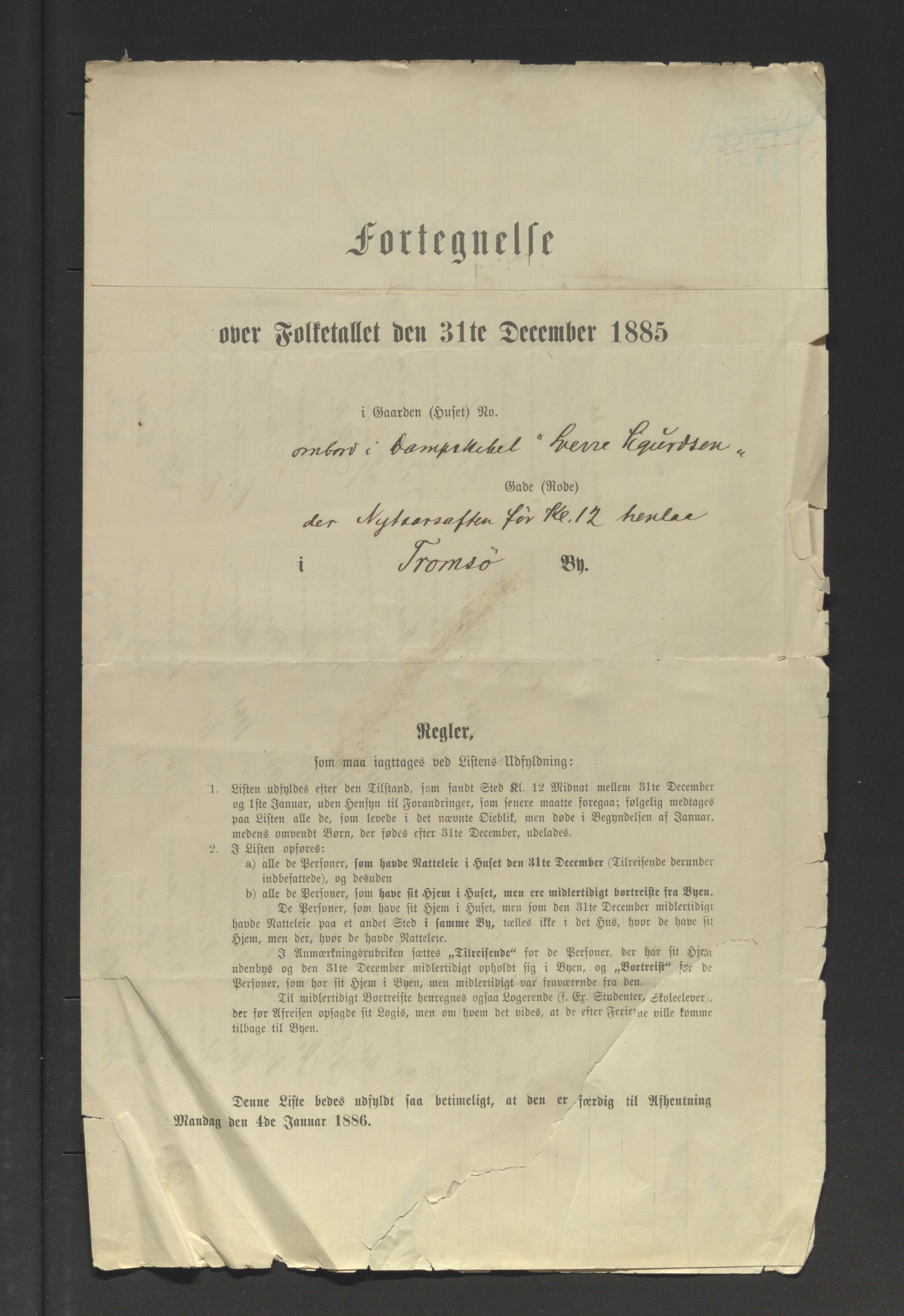 SATØ, 1885 census for 1902 Tromsø, 1885, p. uten nr.