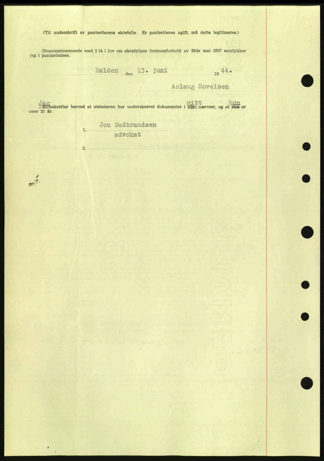 Idd og Marker sorenskriveri, AV/SAO-A-10283/G/Gb/Gbc/L0002: Mortgage book no. B4-9a, 1939-1945, Diary no: : 596/1944