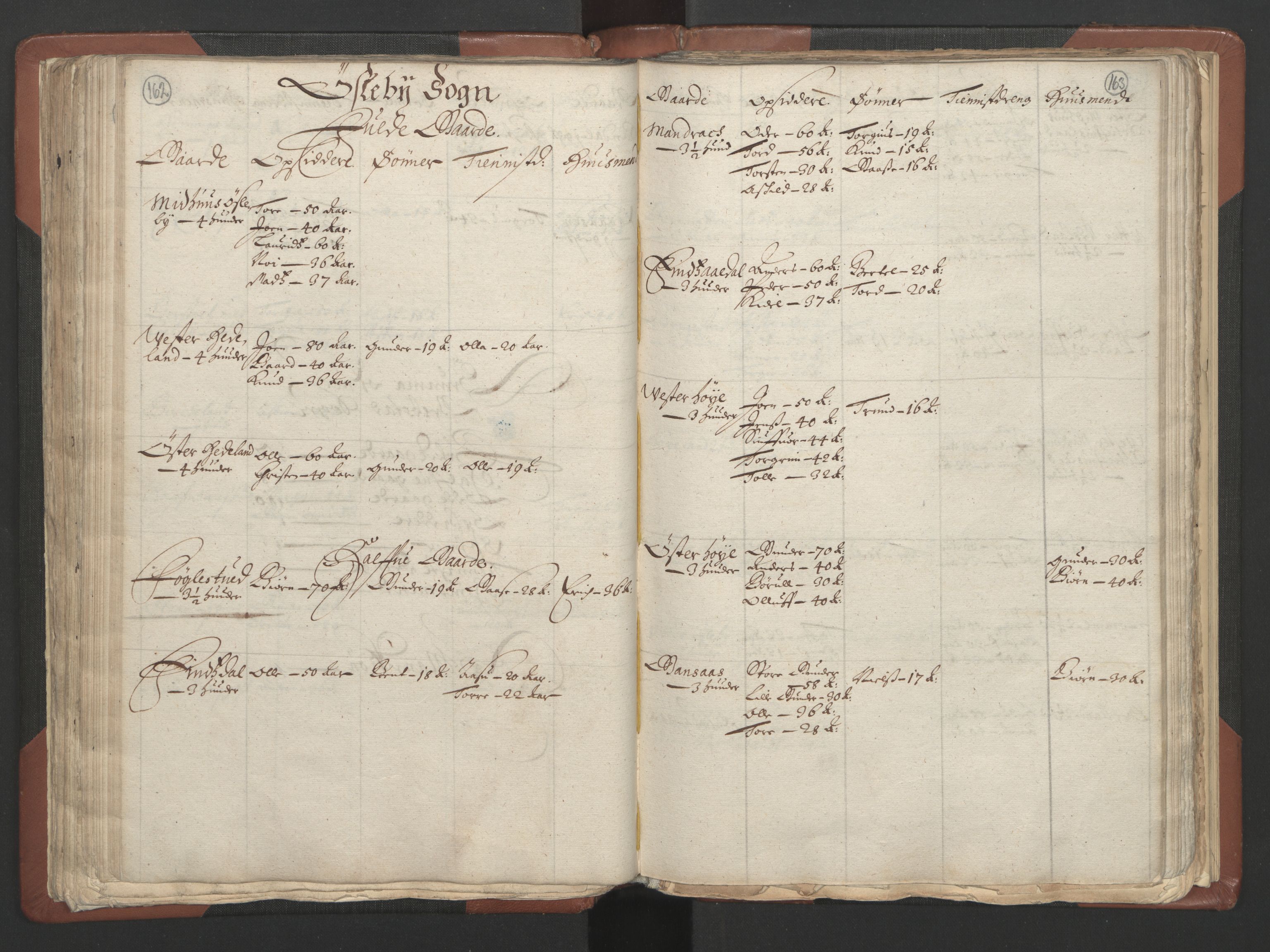 RA, Bailiff's Census 1664-1666, no. 9: Mandal len, 1664-1666, p. 162-163