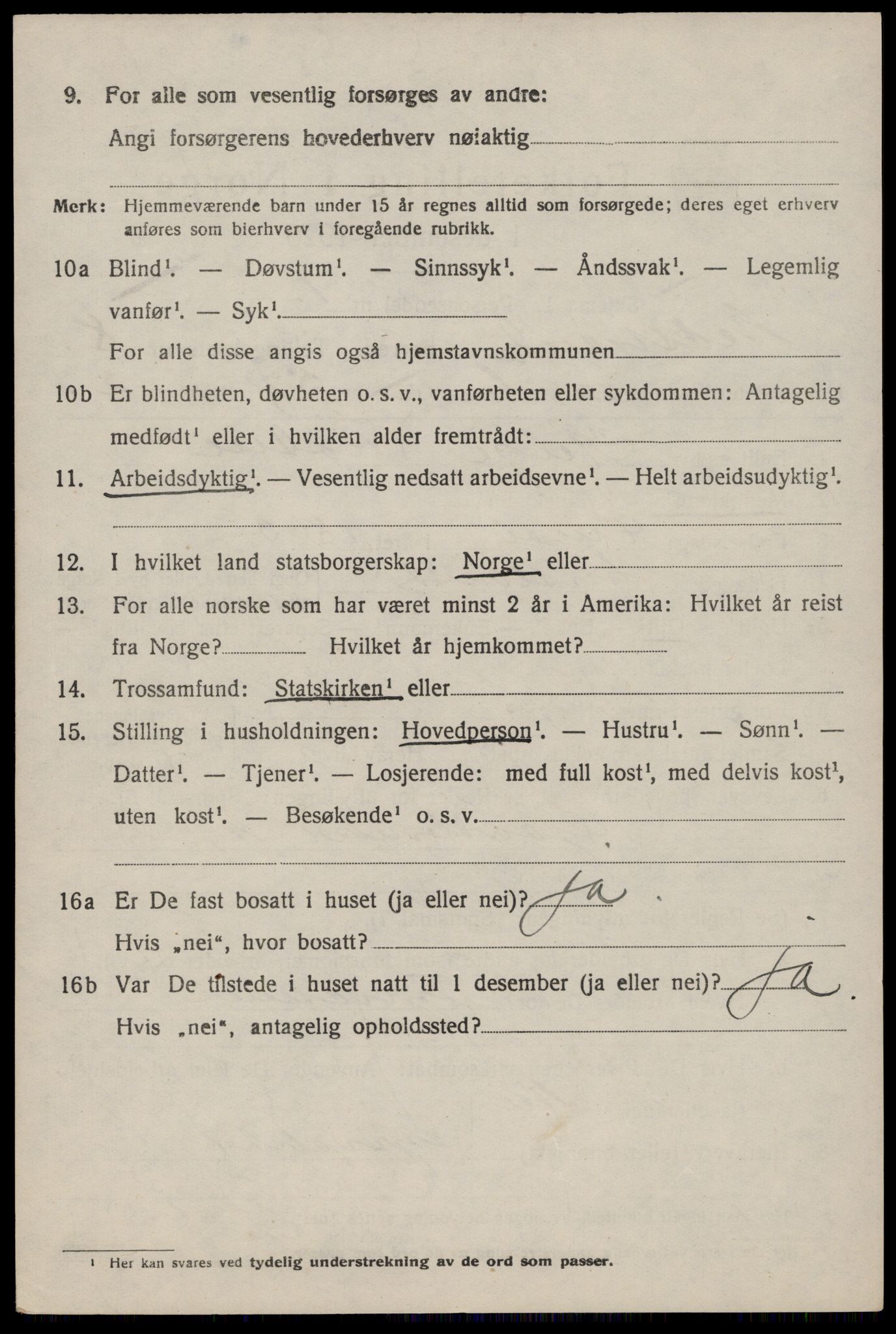 SAST, 1920 census for Nedstrand, 1920, p. 2914