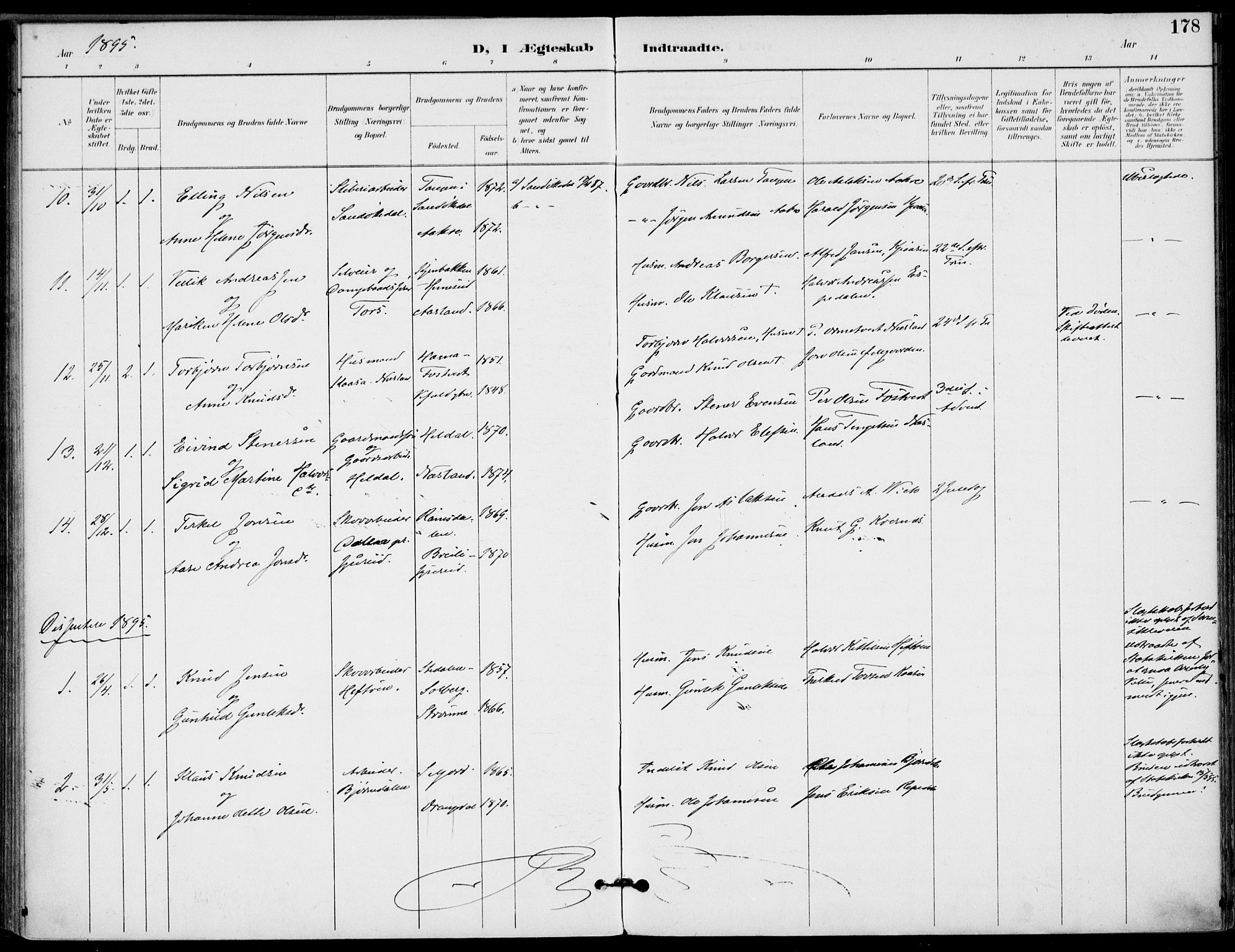 Drangedal kirkebøker, SAKO/A-258/F/Fa/L0012: Parish register (official) no. 12, 1895-1905, p. 178
