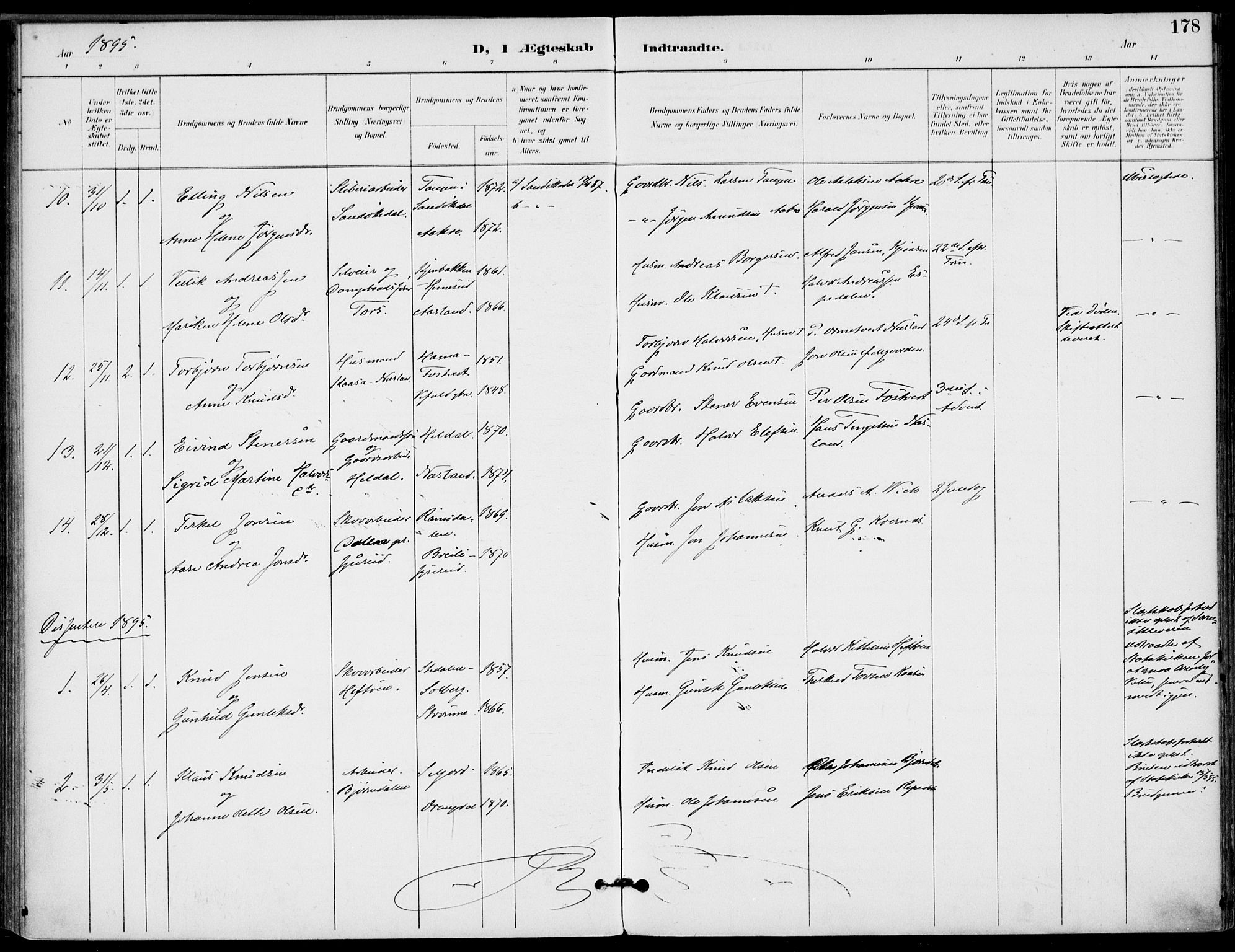 Drangedal kirkebøker, AV/SAKO-A-258/F/Fa/L0012: Parish register (official) no. 12, 1895-1905, p. 178