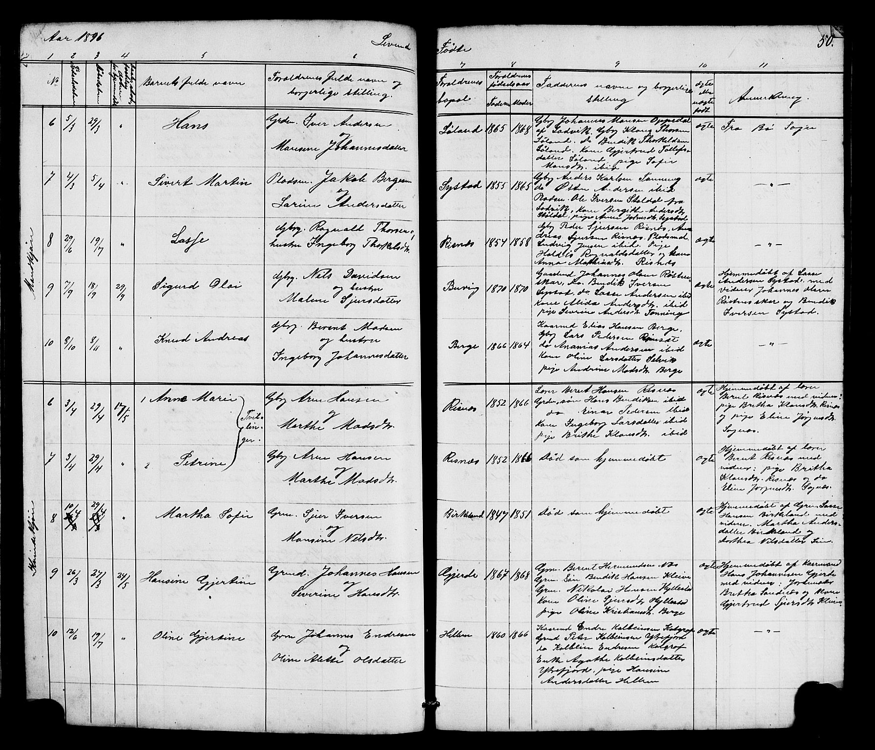Hyllestad sokneprestembete, SAB/A-80401: Parish register (copy) no. A 2, 1876-1906, p. 50