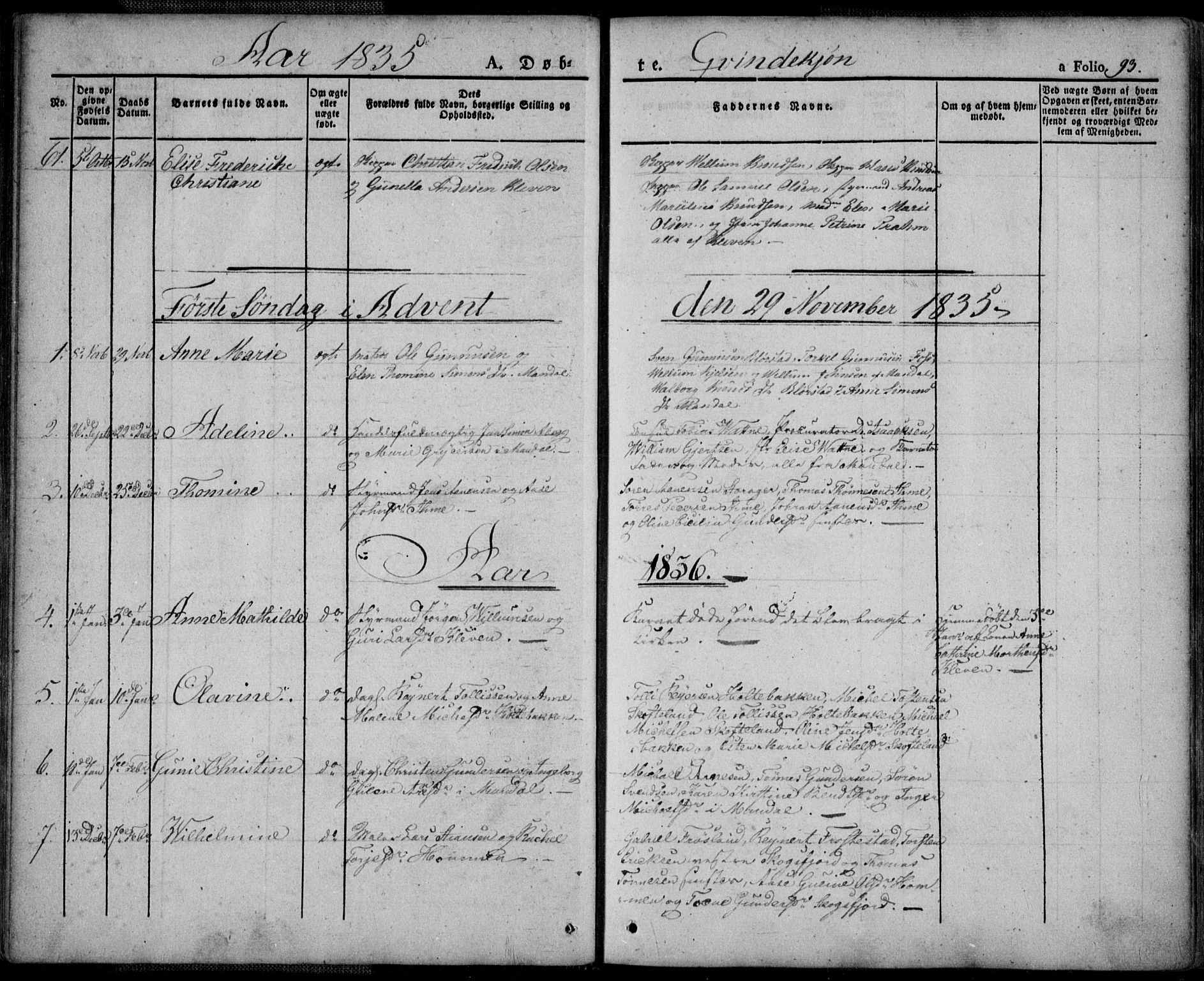Mandal sokneprestkontor, SAK/1111-0030/F/Fa/Faa/L0011: Parish register (official) no. A 11, 1830-1839, p. 93