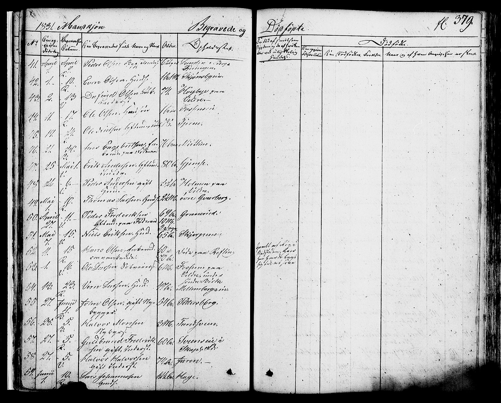 Ringsaker prestekontor, SAH/PREST-014/K/Ka/L0007: Parish register (official) no. 7B, 1826-1837, p. 379