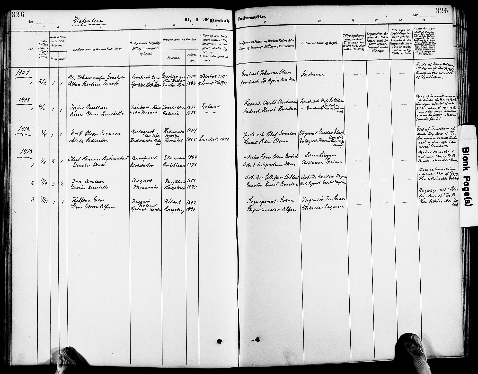 Froland sokneprestkontor, SAK/1111-0013/F/Fb/L0010: Parish register (copy) no. B 10, 1893-1920, p. 326