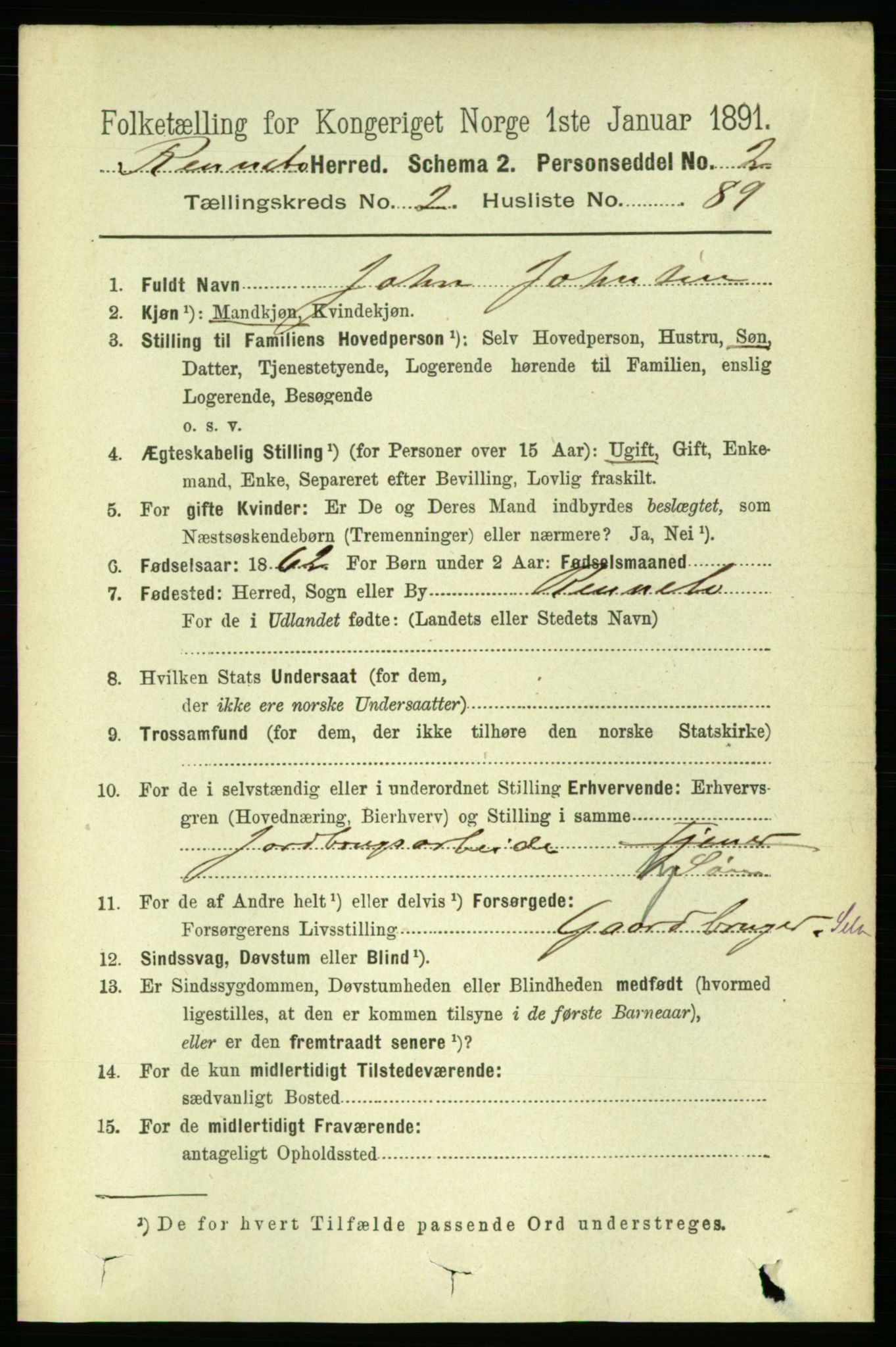 RA, 1891 census for 1635 Rennebu, 1891, p. 1279