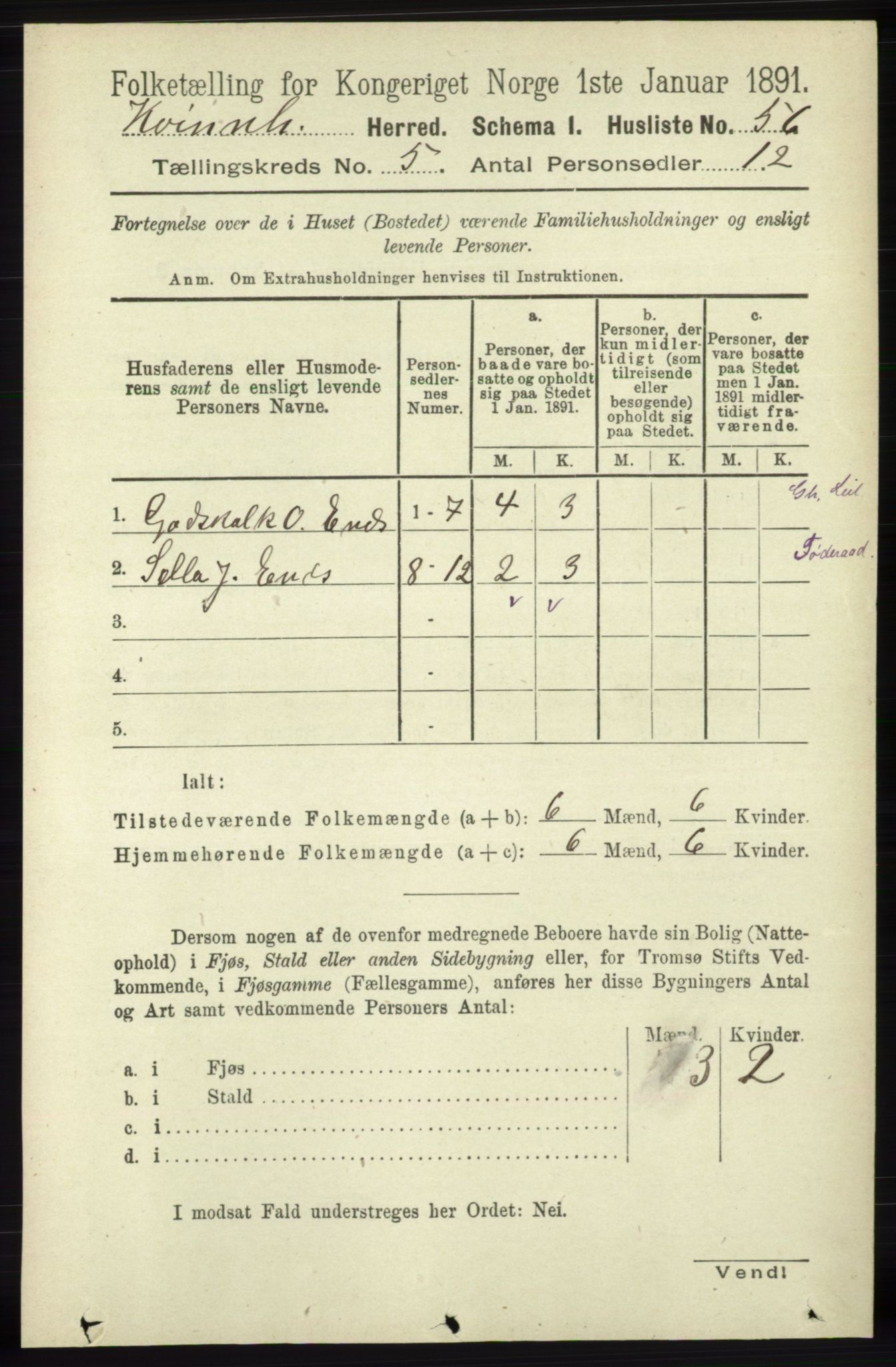 RA, 1891 census for 1224 Kvinnherad, 1891, p. 1737