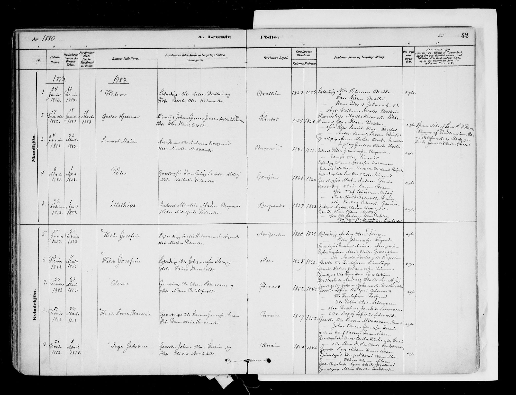 Hurdal prestekontor Kirkebøker, AV/SAO-A-10889/F/Fa/L0007: Parish register (official) no. I 7, 1878-1906, p. 42