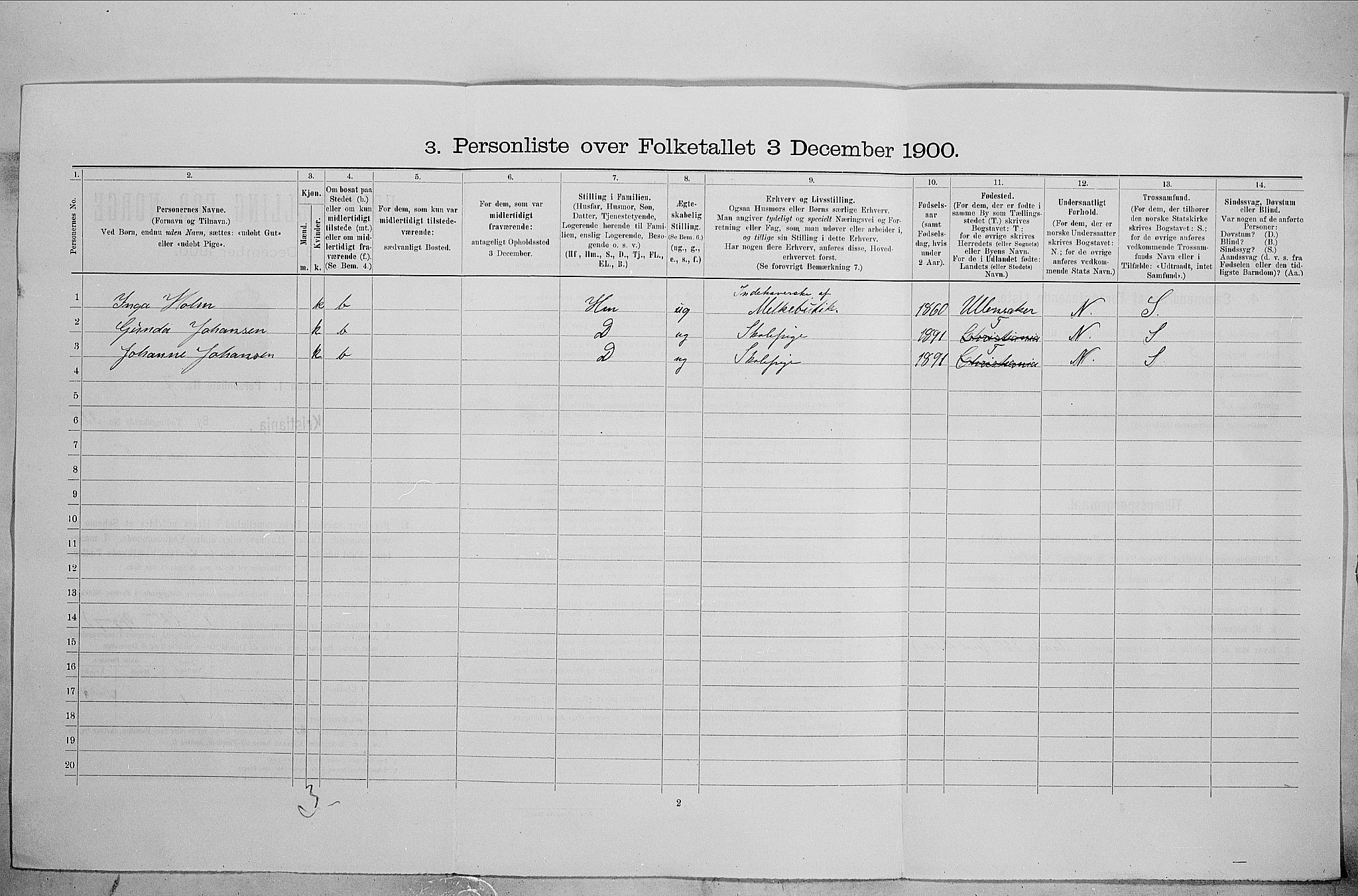 SAO, 1900 census for Kristiania, 1900, p. 57158