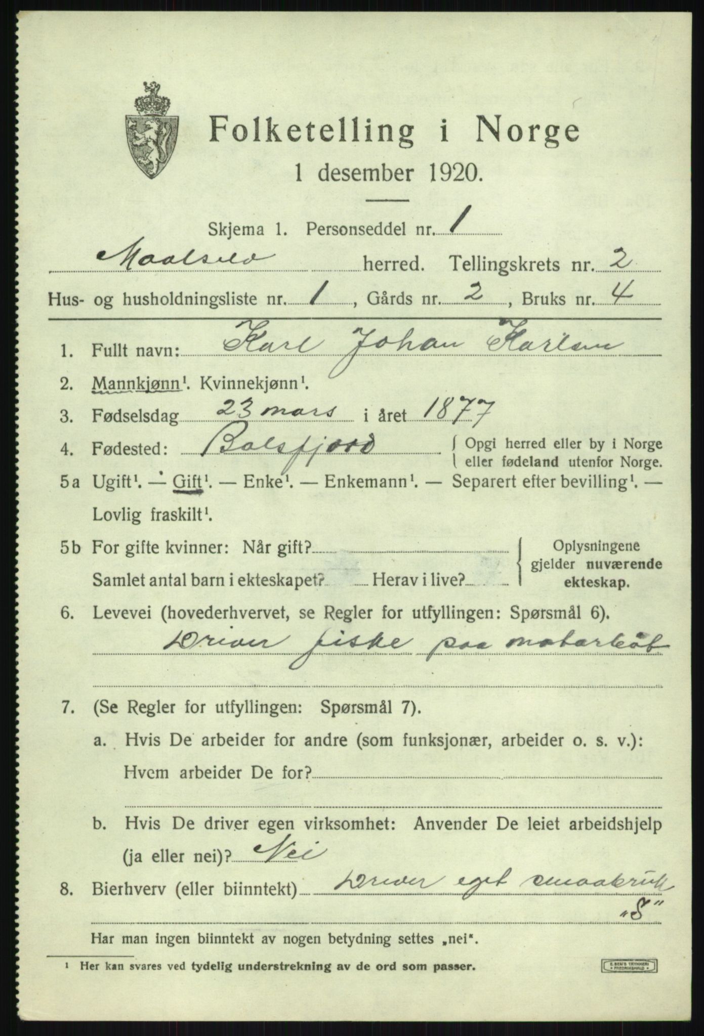 SATØ, 1920 census for Målselv, 1920, p. 1781