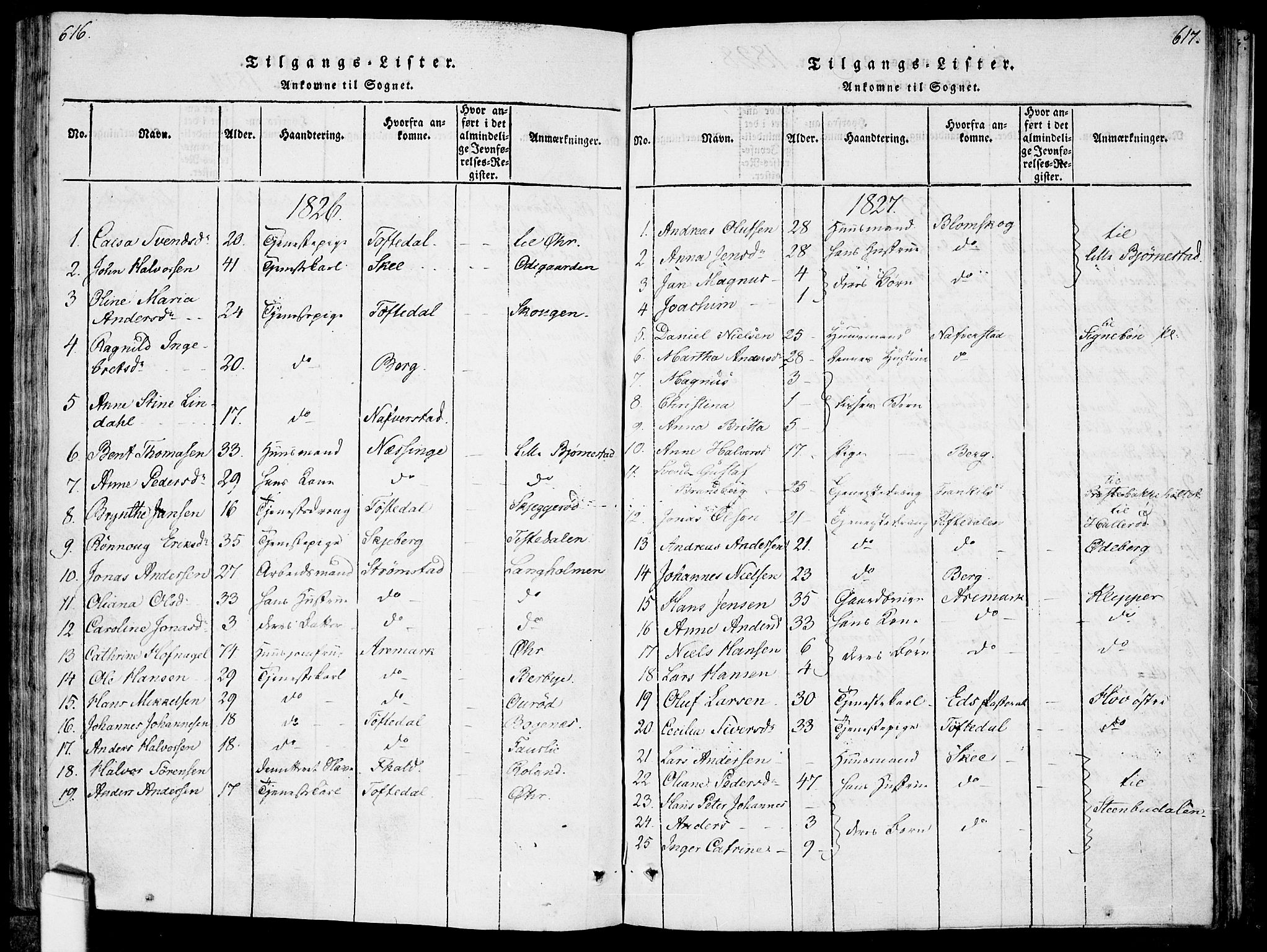 Idd prestekontor Kirkebøker, AV/SAO-A-10911/F/Fc/L0002: Parish register (official) no. III 2, 1815-1831, p. 616-617