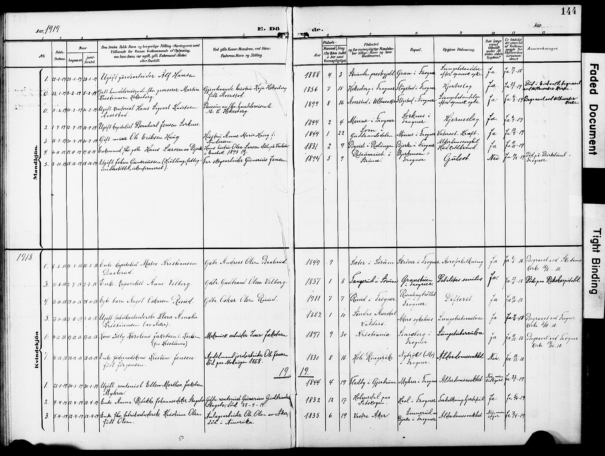 Sørum prestekontor Kirkebøker, AV/SAO-A-10303/G/Gb/L0001: Parish register (copy) no. II 1, 1907-1929, p. 144