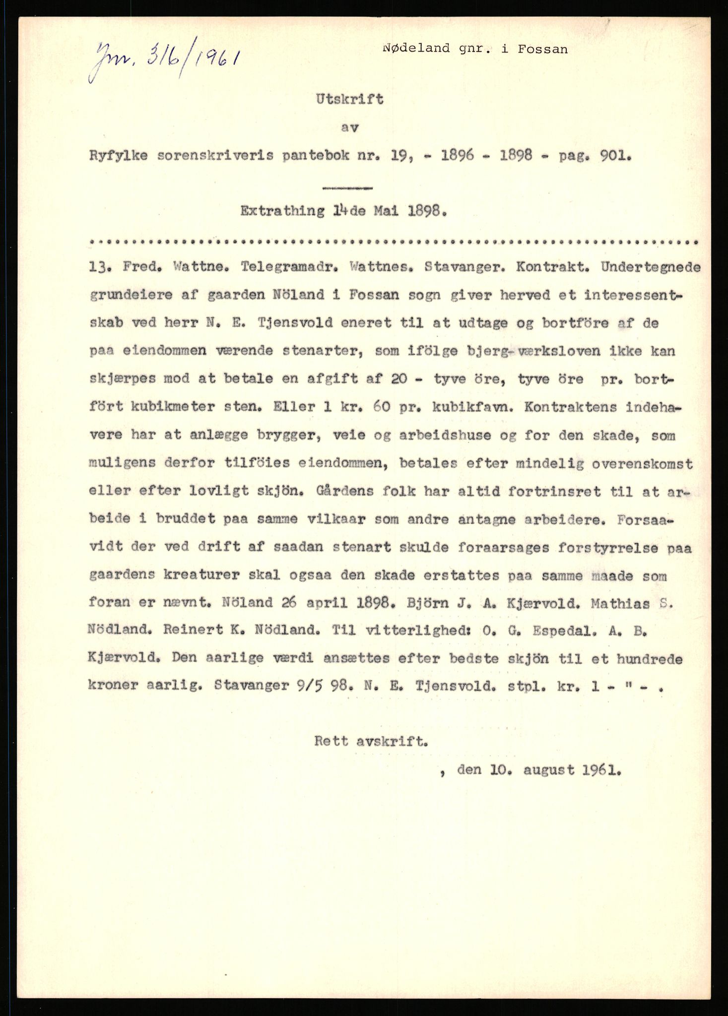 Statsarkivet i Stavanger, SAST/A-101971/03/Y/Yj/L0064: Avskrifter sortert etter gårdsnavn: Noreim - Odland i Bjerkreim, 1750-1930, p. 547