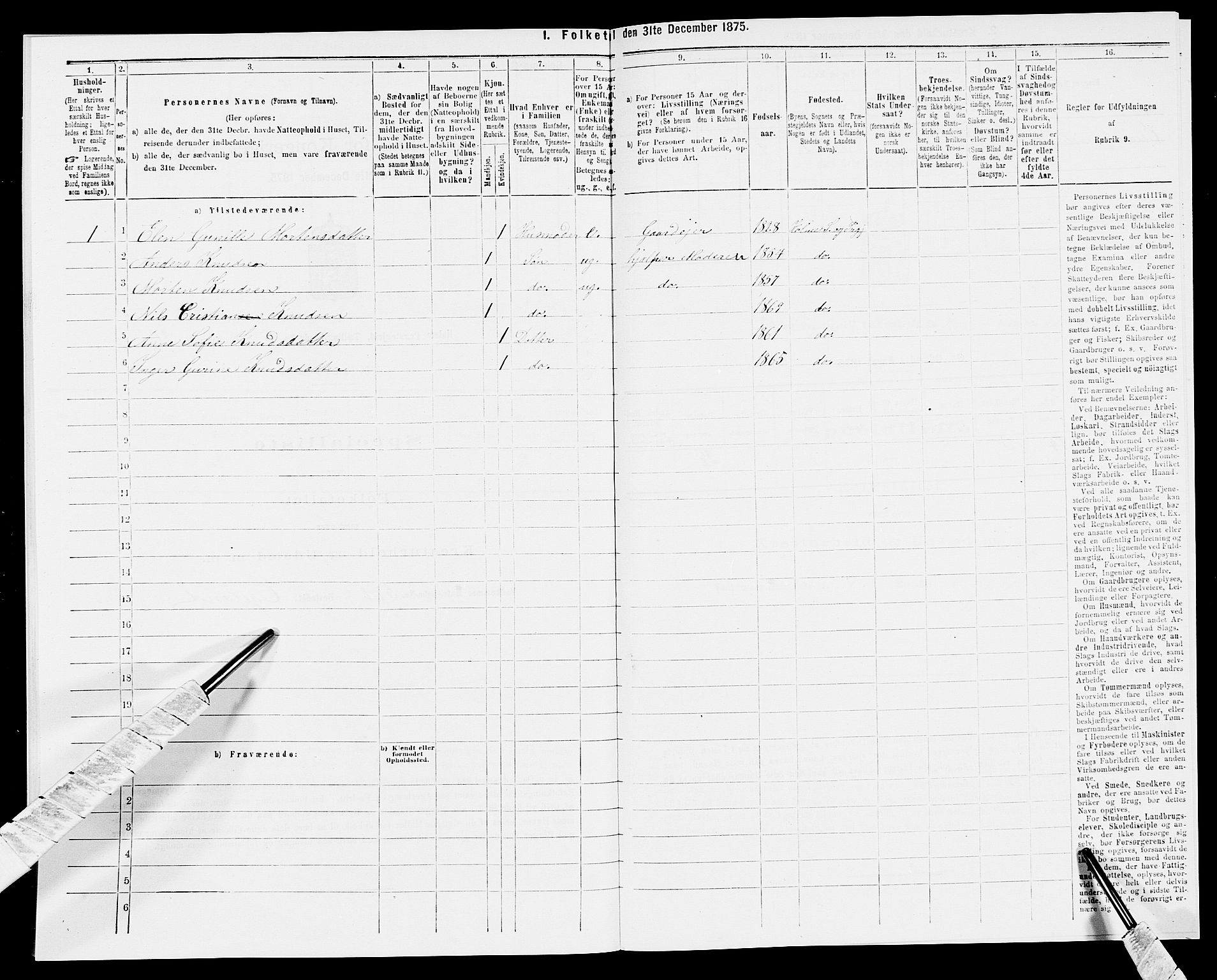 SAK, 1875 census for 1020P Holum, 1875, p. 566