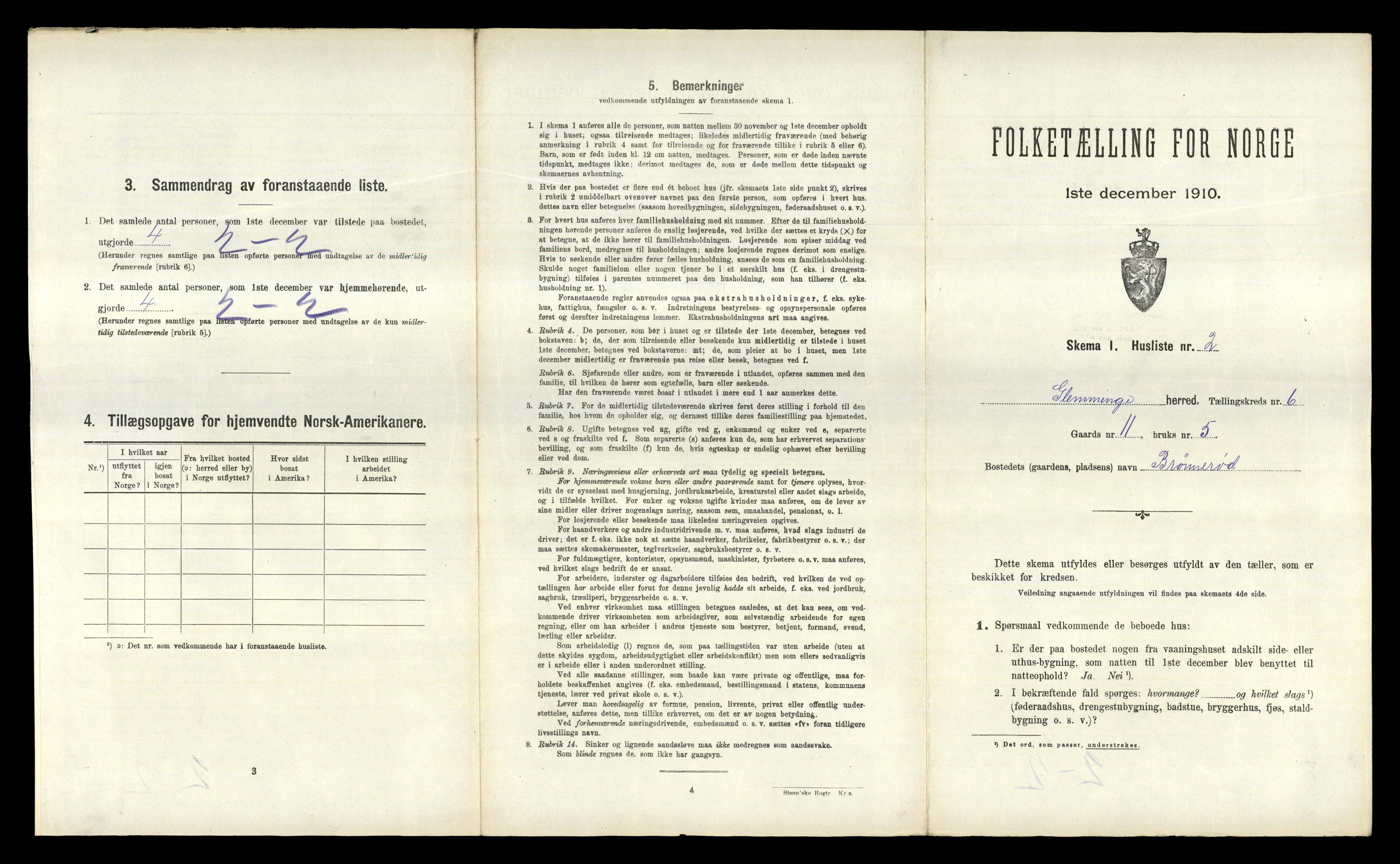 RA, 1910 census for Glemmen, 1910, p. 2556