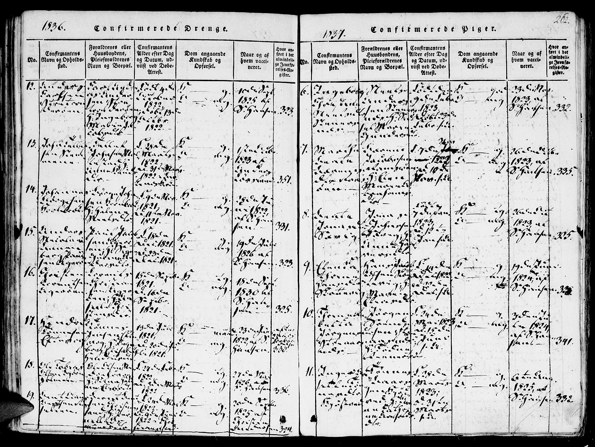 Høvåg sokneprestkontor, AV/SAK-1111-0025/F/Fa/L0001: Parish register (official) no. A 1, 1816-1843, p. 262