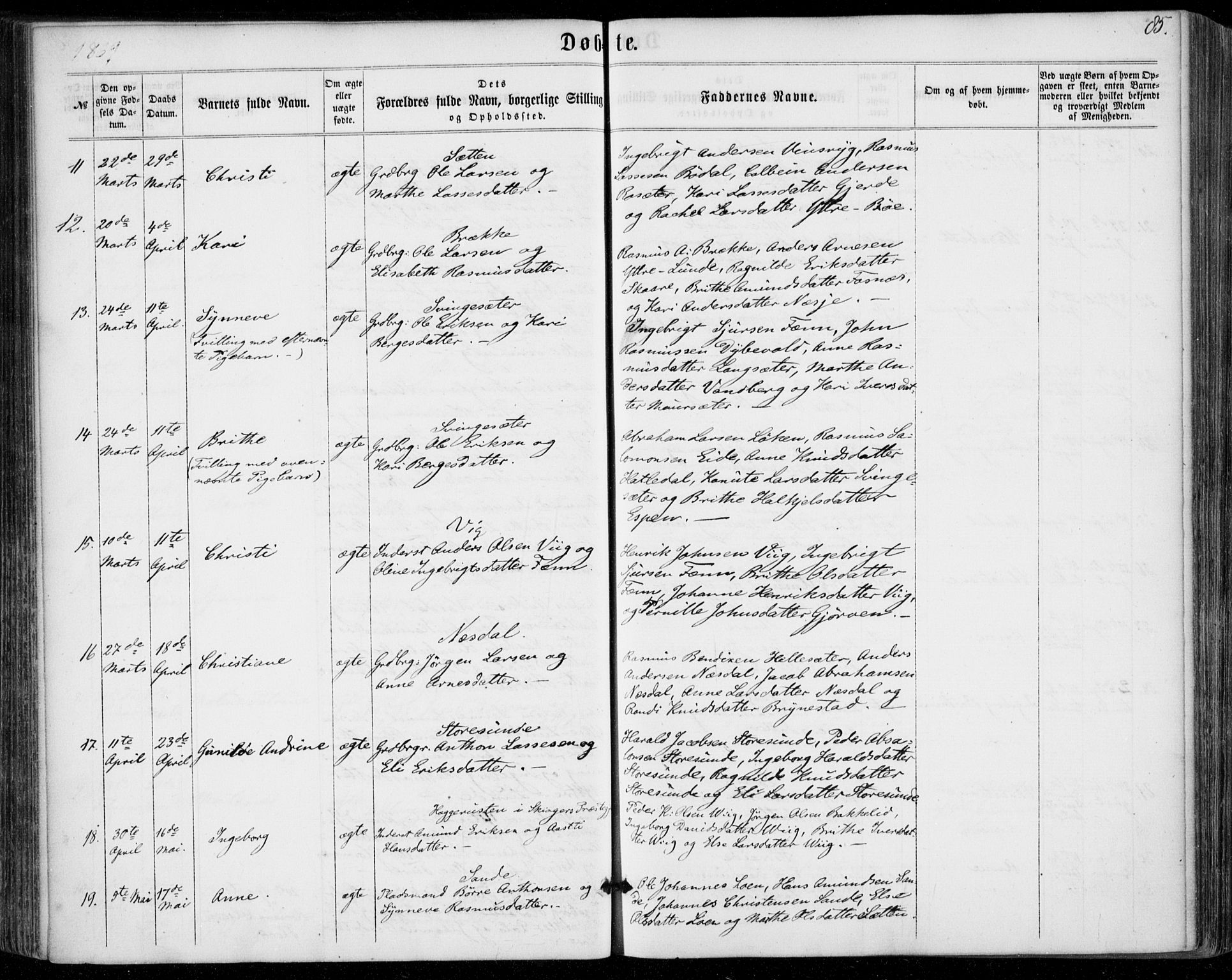 Stryn Sokneprestembete, AV/SAB-A-82501: Parish register (official) no. A 3, 1862-1877, p. 85