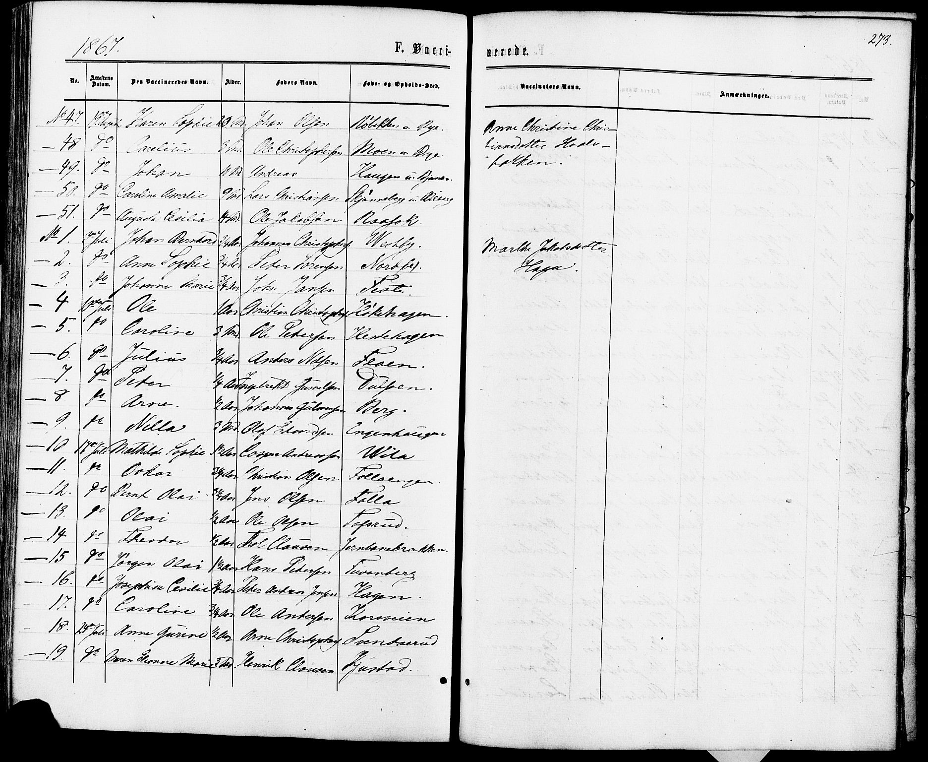 Fet prestekontor Kirkebøker, AV/SAO-A-10370a/F/Fa/L0013: Parish register (official) no. I 13, 1867-1877, p. 273