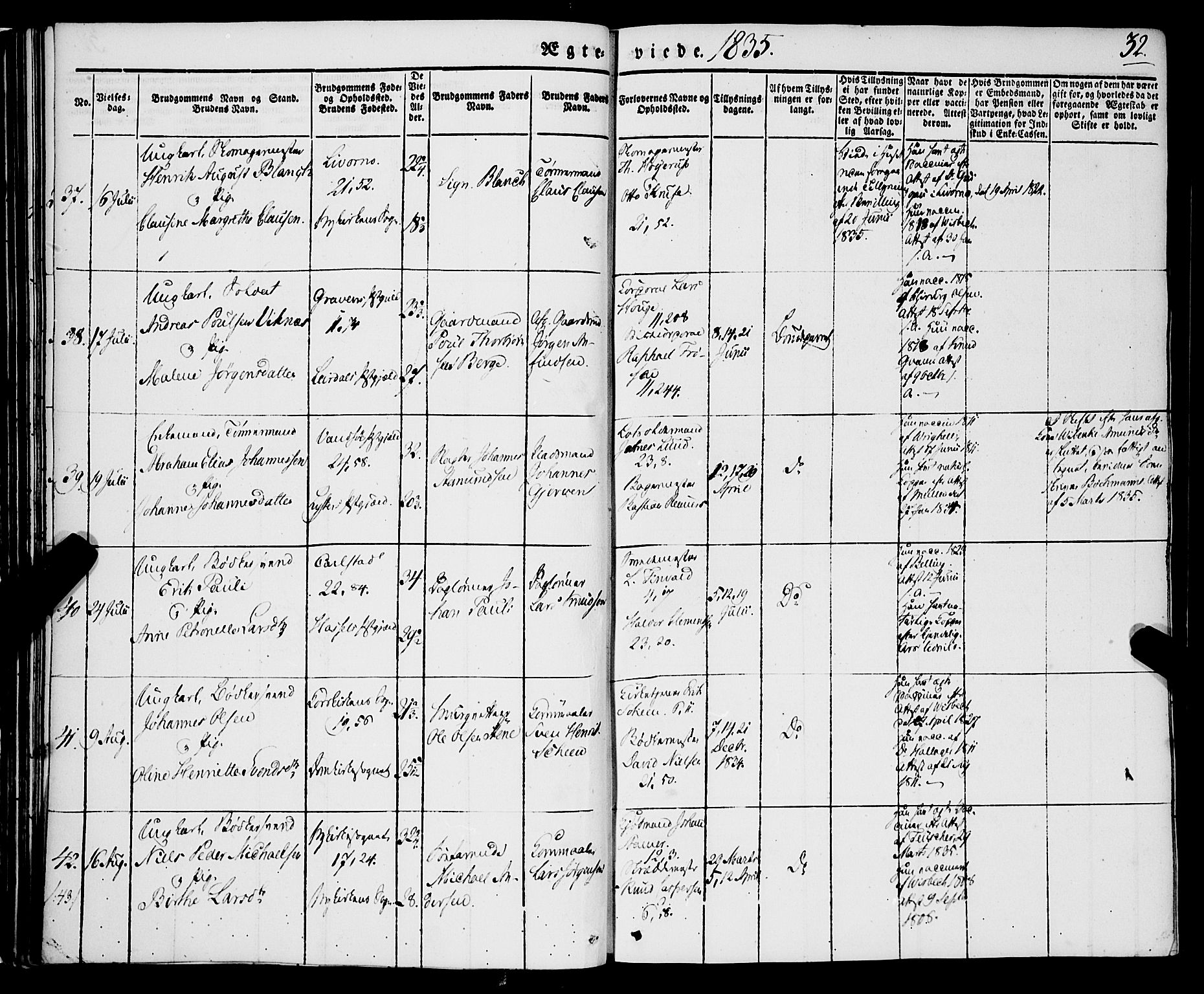 Korskirken sokneprestembete, AV/SAB-A-76101/H/Haa/L0034: Parish register (official) no. D 1, 1832-1852, p. 32