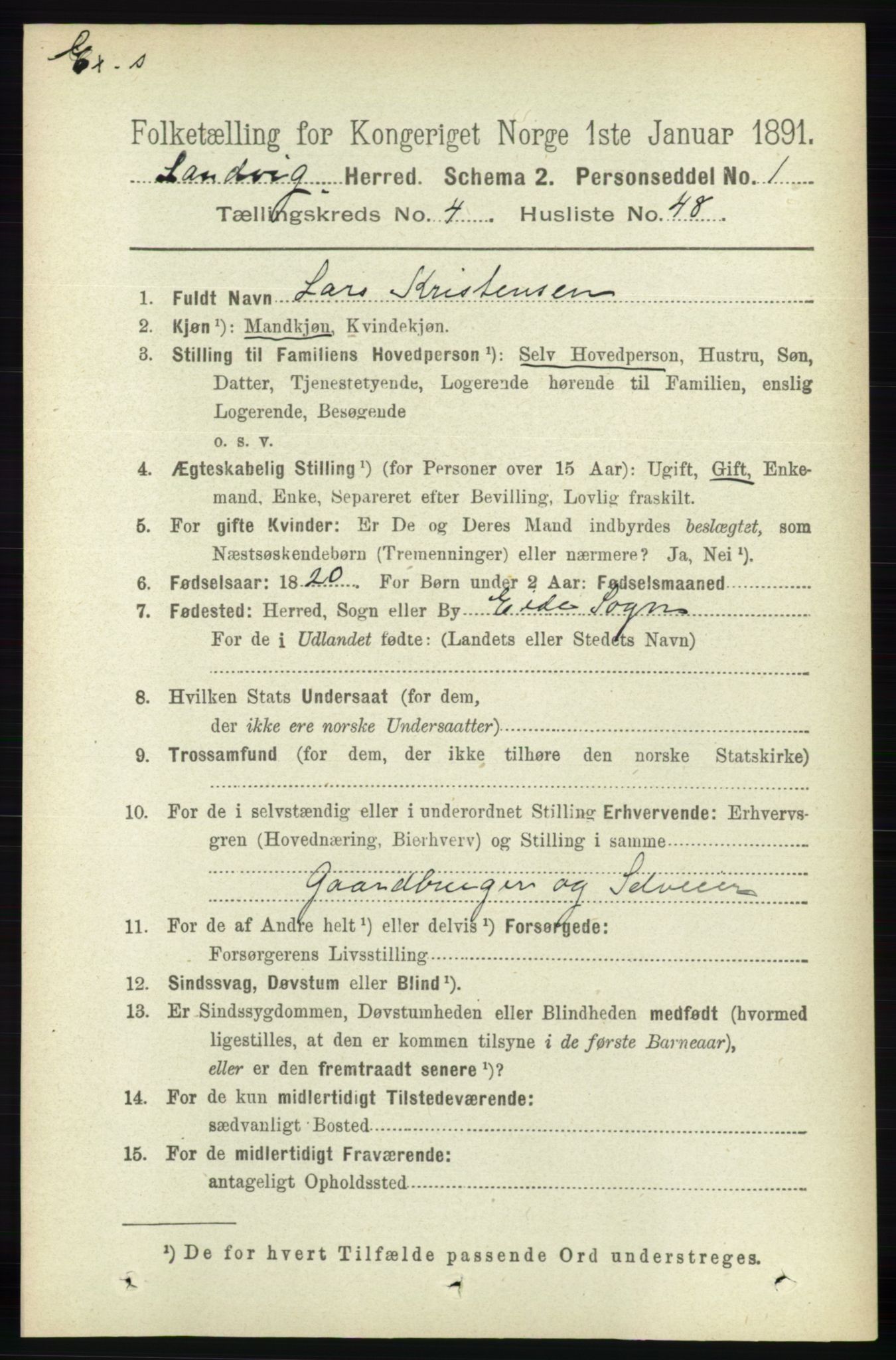 RA, Census 1891 for Nedenes amt: Gjenparter av personsedler for beslektede ektefeller, menn, 1891, p. 767