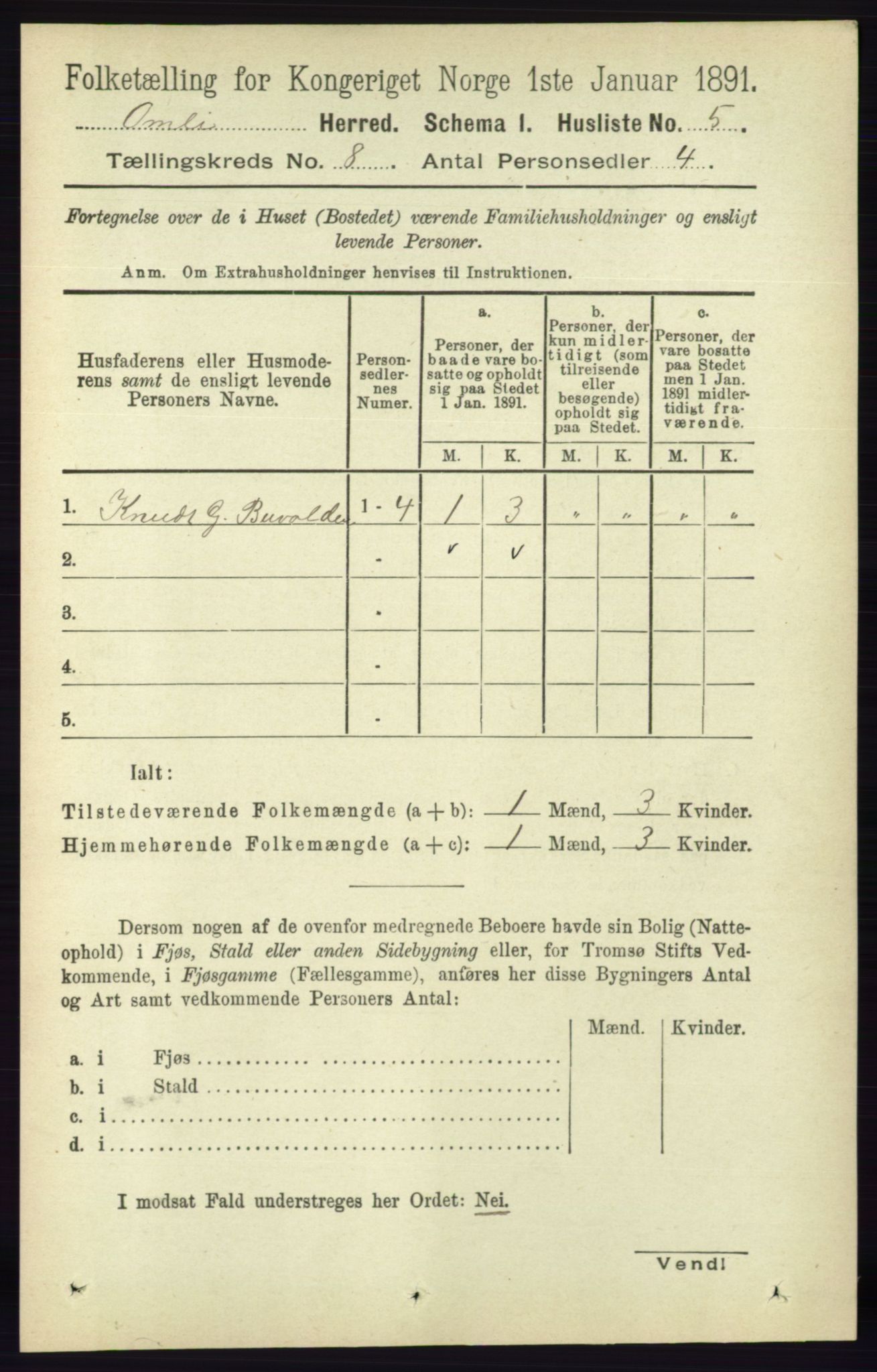 RA, 1891 census for 0929 Åmli, 1891, p. 1070