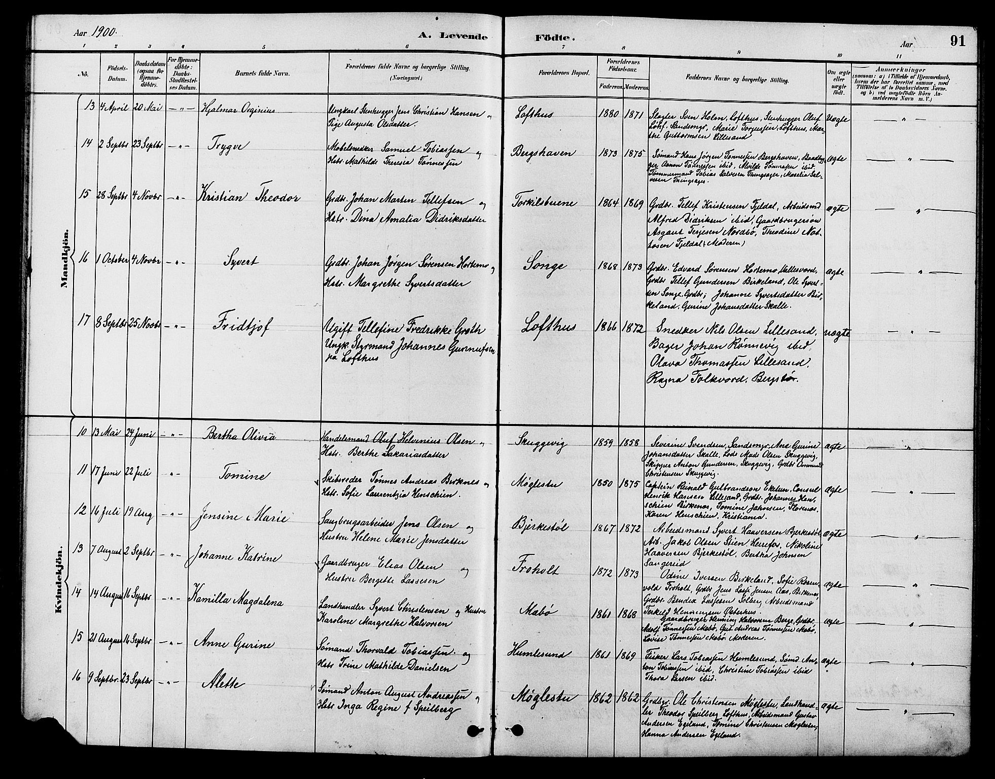 Vestre Moland sokneprestkontor, AV/SAK-1111-0046/F/Fb/Fbb/L0006: Parish register (copy) no. B 6, 1884-1905, p. 91