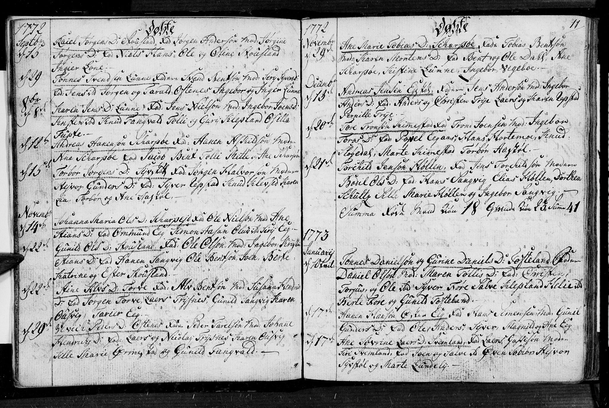 Søgne sokneprestkontor, SAK/1111-0037/F/Fa/Fab/L0004: Parish register (official) no. A 4, 1770-1822, p. 10-11
