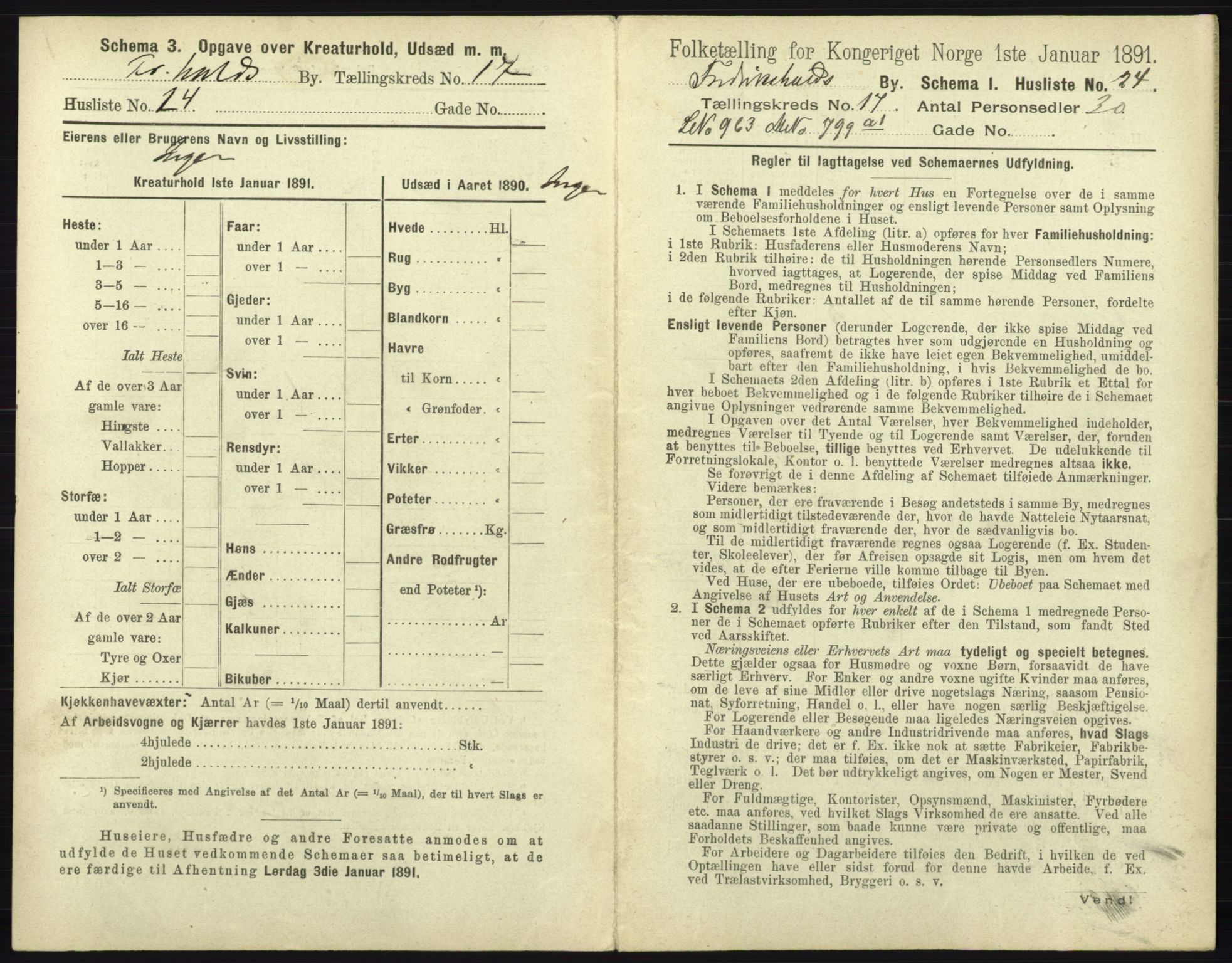 RA, 1891 census for 0101 Fredrikshald, 1891, p. 1578