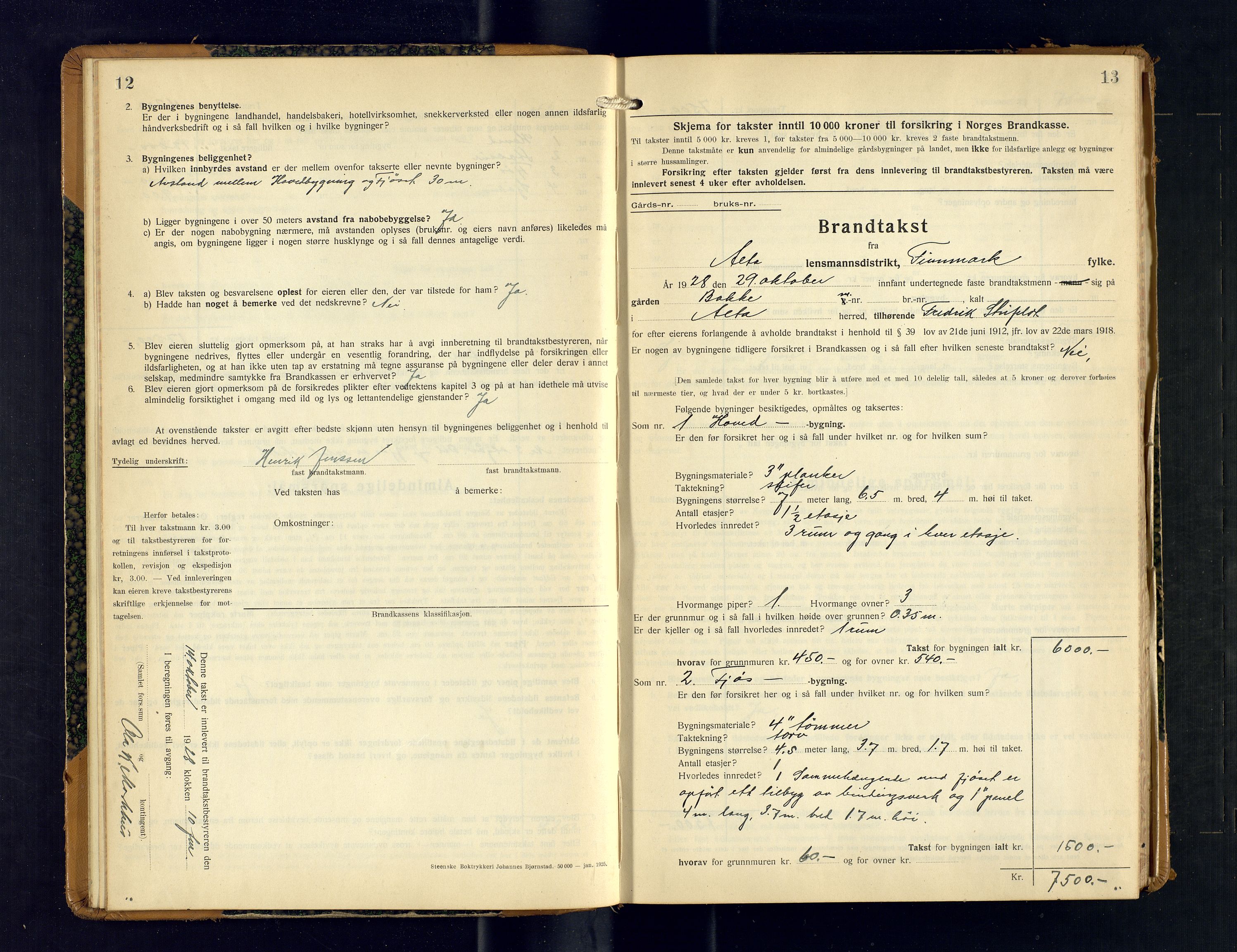 Alta lensmannskontor, AV/SATØ-S-1165/O/Ob/L0176: Branntakstprotokoll, 1928-1932, p. 12-13