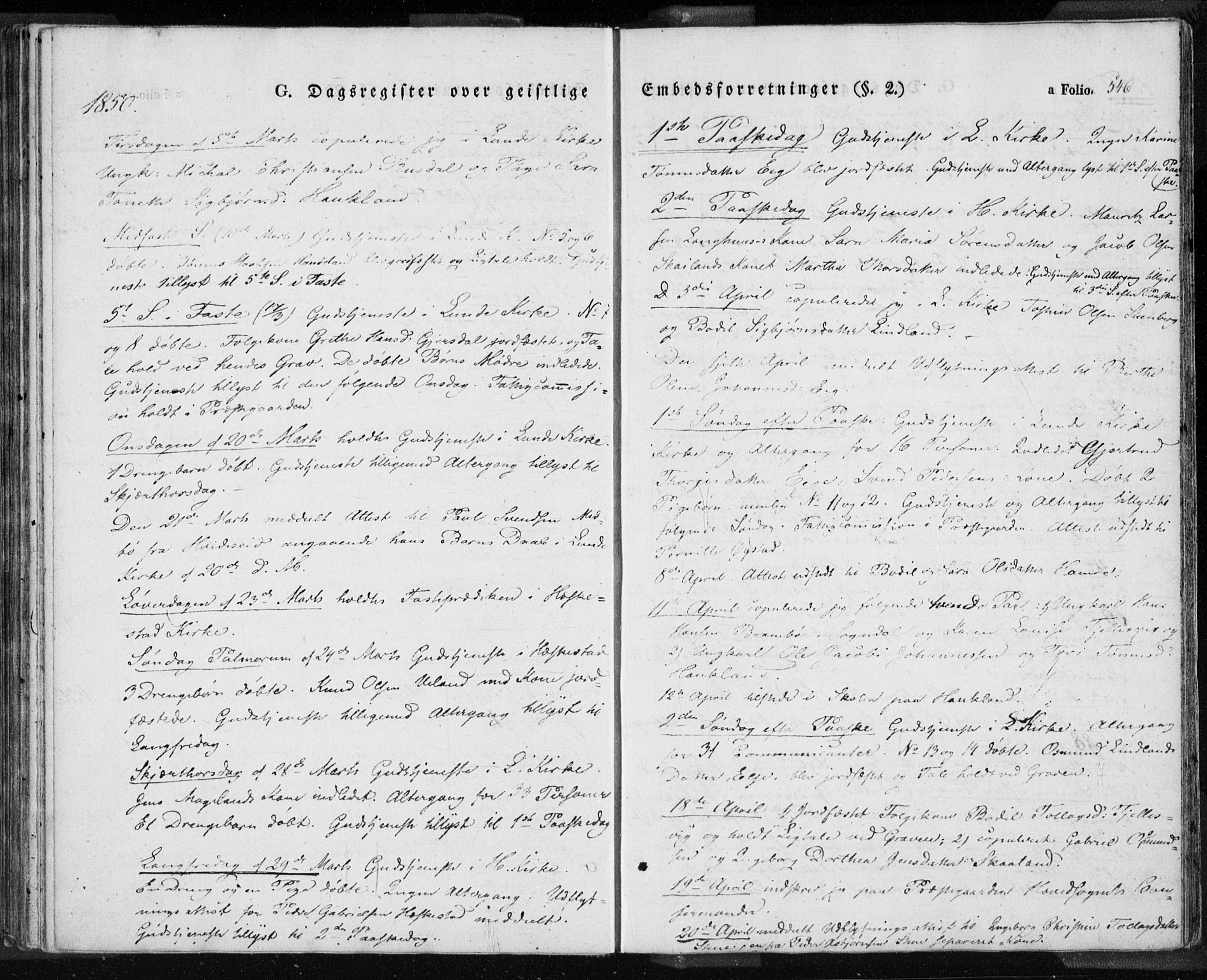 Lund sokneprestkontor, AV/SAST-A-101809/S06/L0008: Parish register (official) no. A 7.2, 1833-1854, p. 546