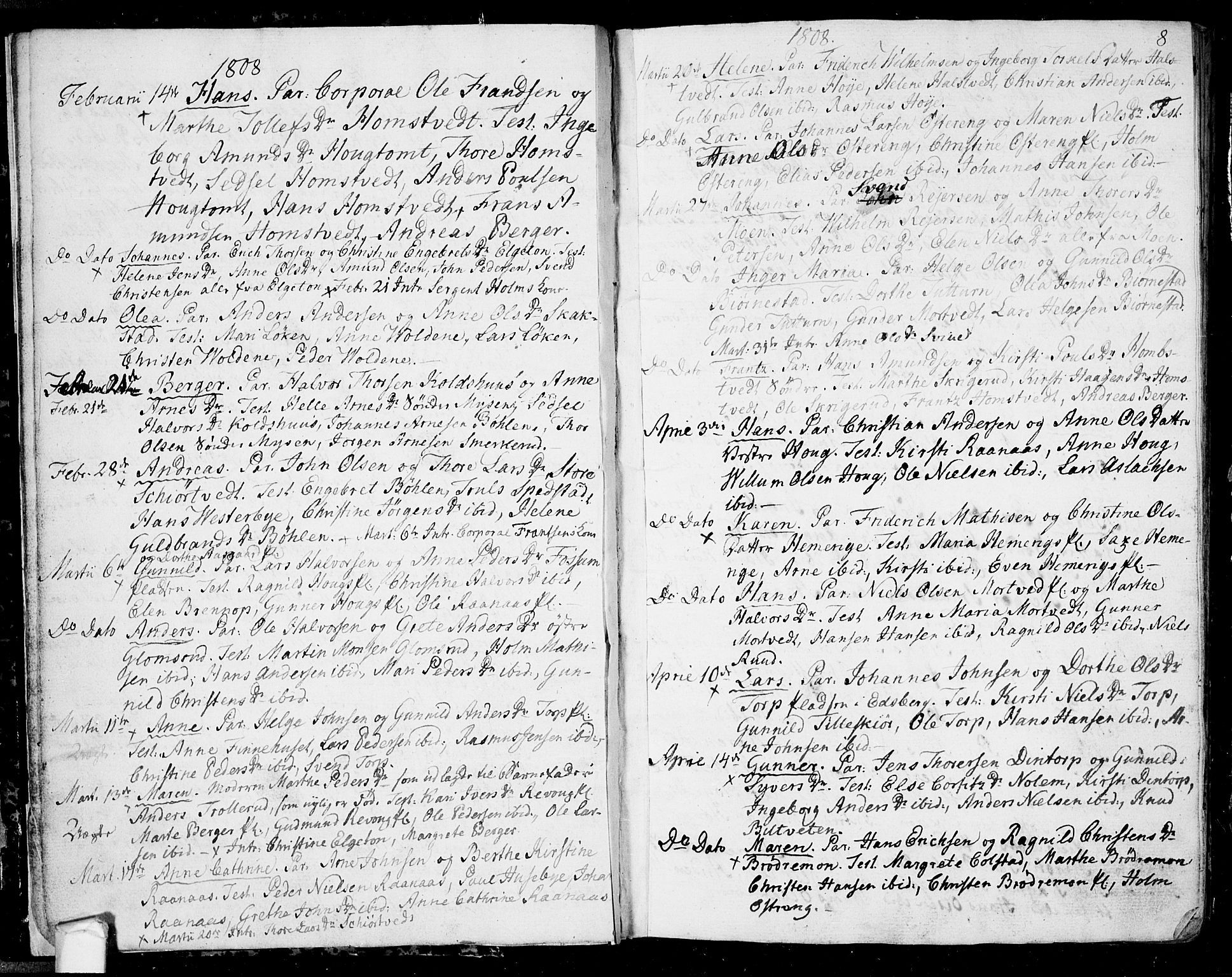 Eidsberg prestekontor Kirkebøker, AV/SAO-A-10905/F/Fa/L0006: Parish register (official) no. I 6, 1807-1814, p. 8