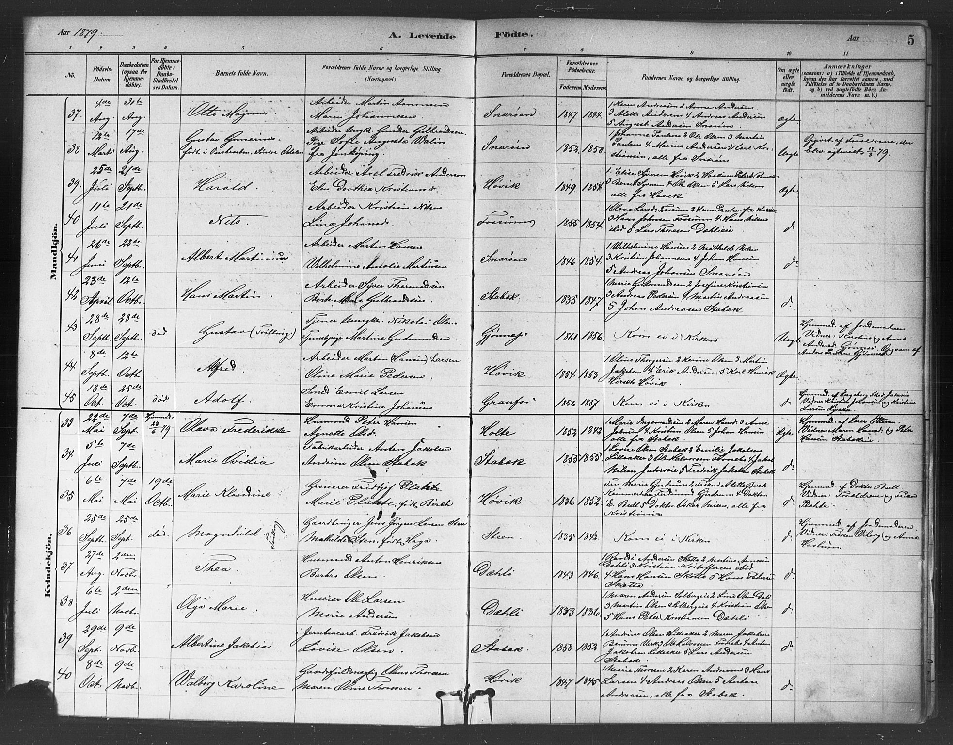 Asker prestekontor Kirkebøker, AV/SAO-A-10256a/F/Fc/L0001: Parish register (official) no. III 1, 1879-1892, p. 5