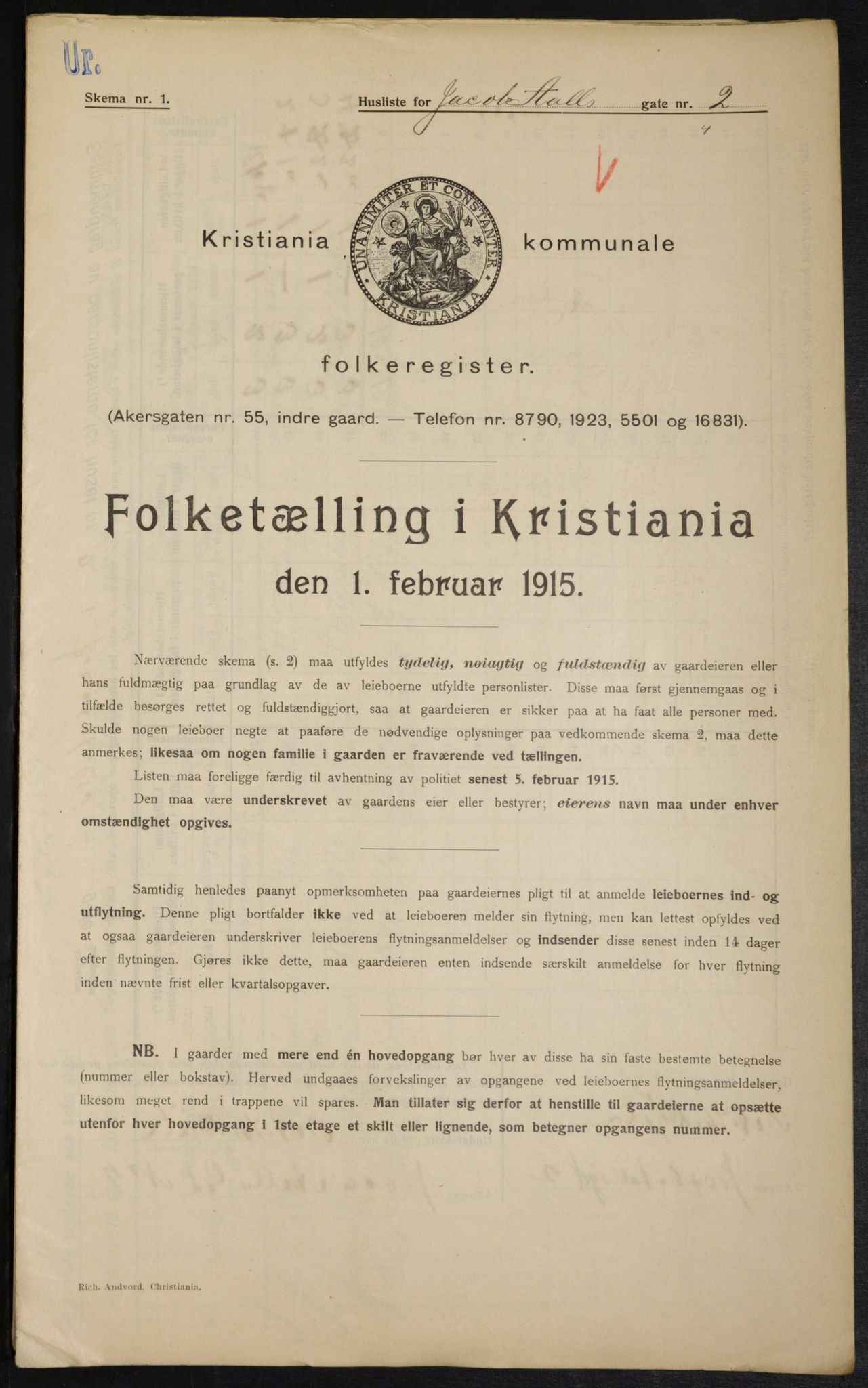 OBA, Municipal Census 1915 for Kristiania, 1915, p. 44175