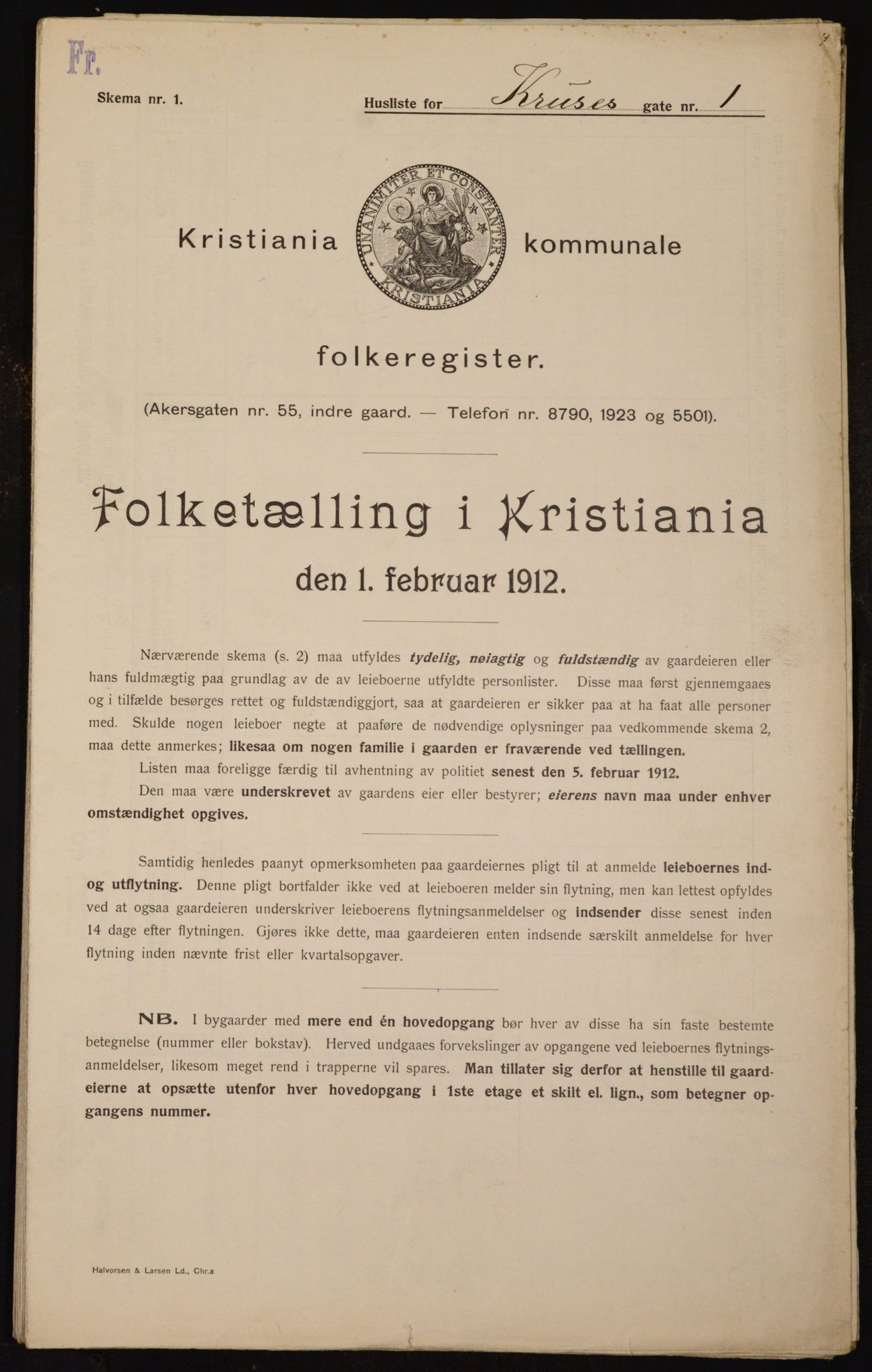 OBA, Municipal Census 1912 for Kristiania, 1912, p. 55195