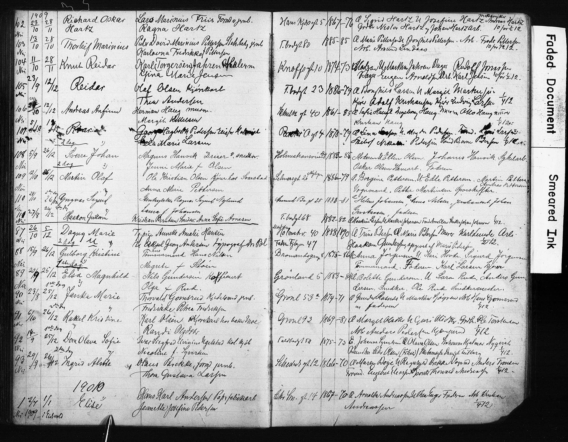 Strømsø kirkebøker, SAKO/A-246/Y/Ya/L0006: Parish register draft no. I 6, 1903-1915, p. 109