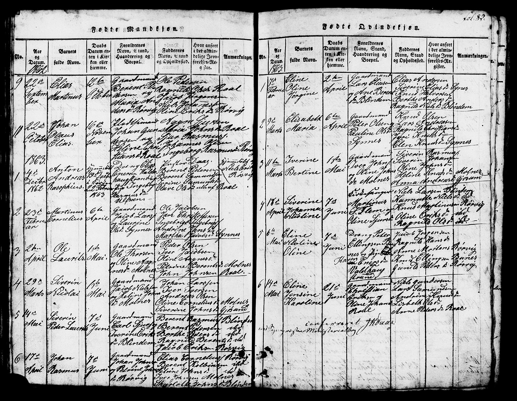 Ministerialprotokoller, klokkerbøker og fødselsregistre - Møre og Romsdal, SAT/A-1454/537/L0520: Parish register (copy) no. 537C01, 1819-1868, p. 82