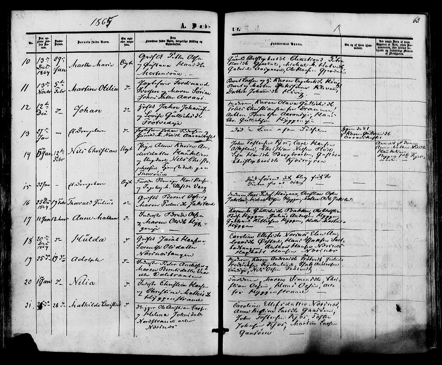 Røyken kirkebøker, AV/SAKO-A-241/F/Fa/L0006: Parish register (official) no. 6, 1857-1875, p. 63