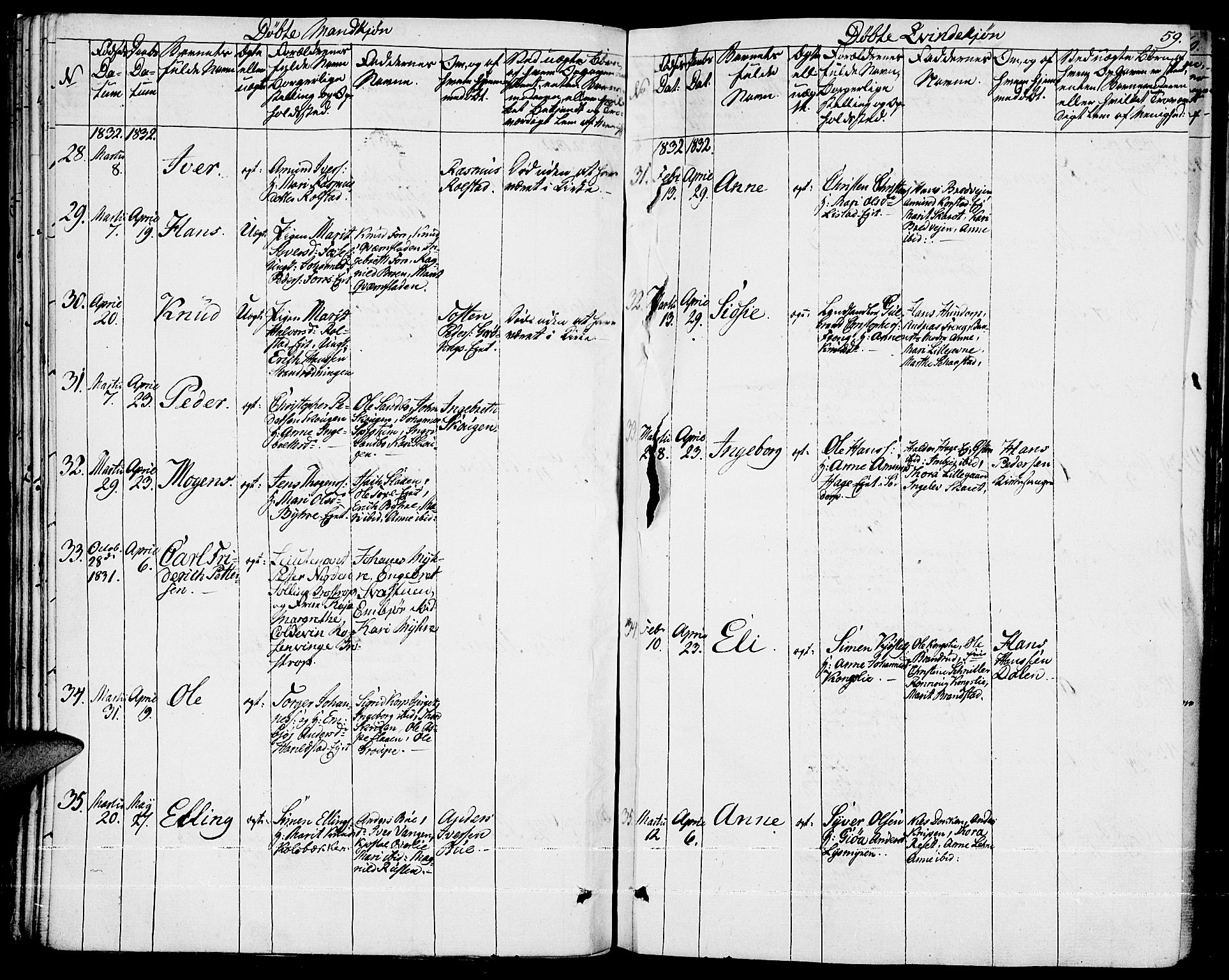 Fron prestekontor, AV/SAH-PREST-078/H/Ha/Haa/L0003: Parish register (official) no. 3, 1828-1838, p. 59