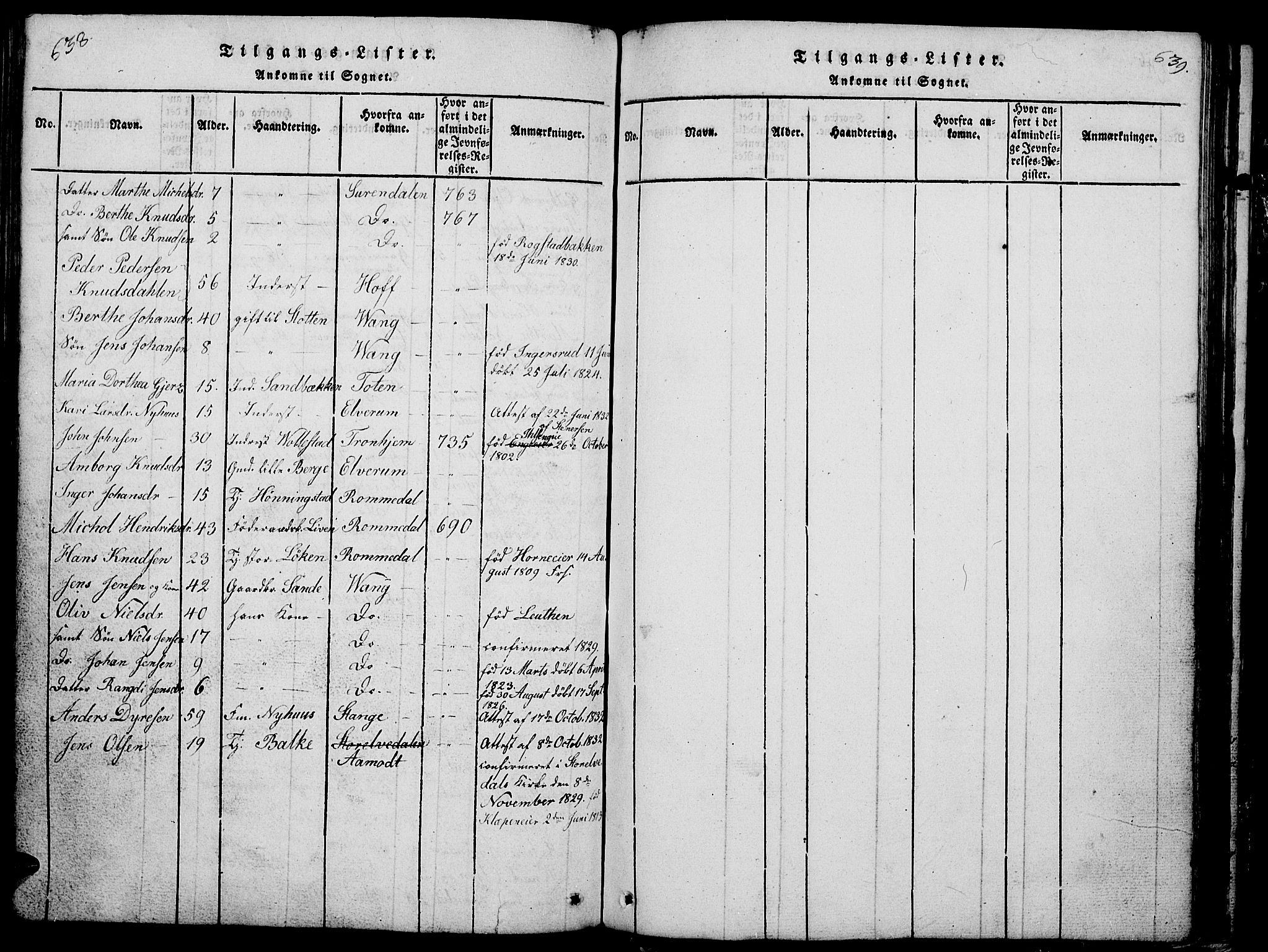 Løten prestekontor, SAH/PREST-022/L/La/L0001: Parish register (copy) no. 1, 1812-1832, p. 638-639