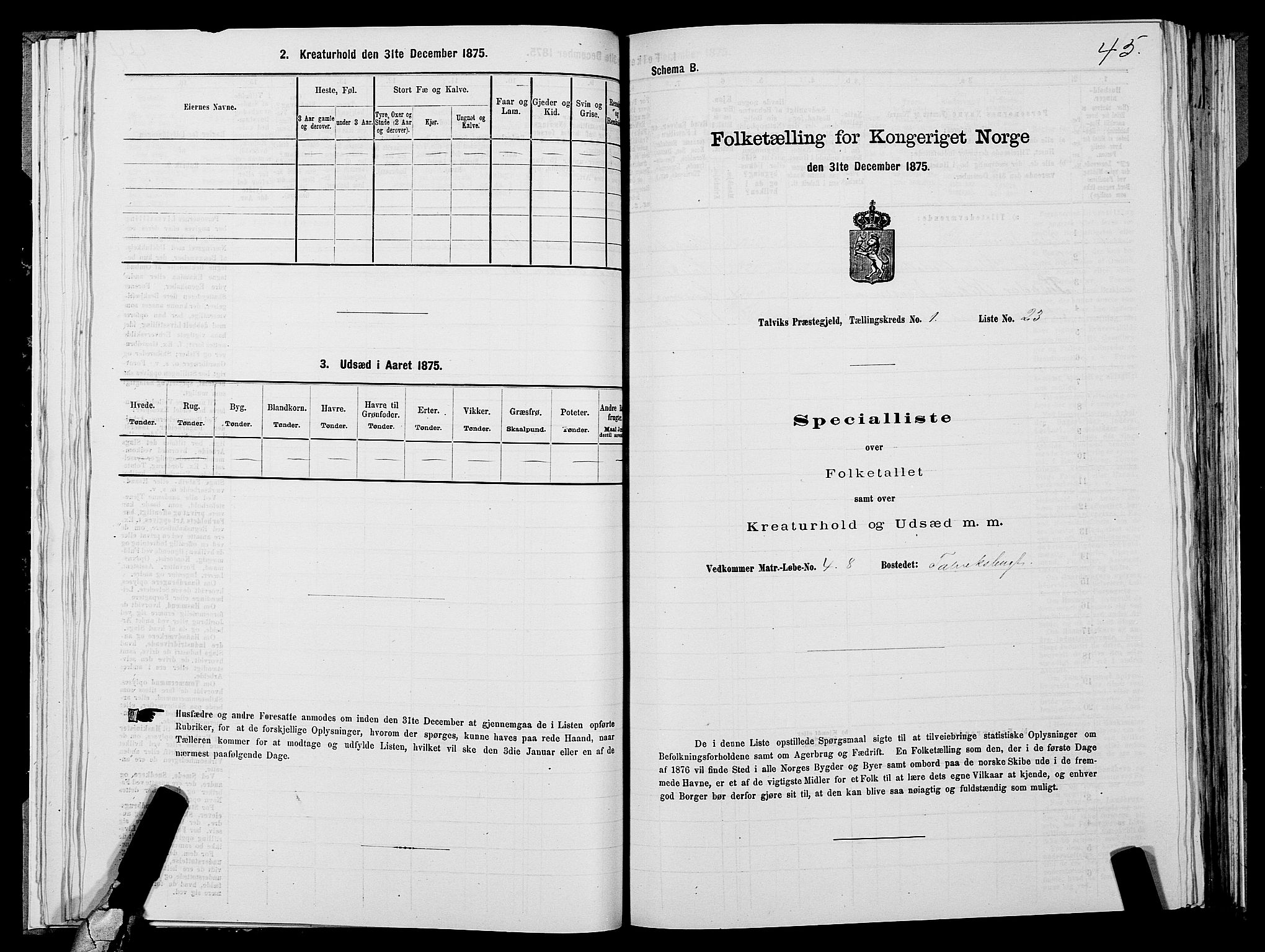 SATØ, 1875 census for 2013P Talvik, 1875, p. 1045