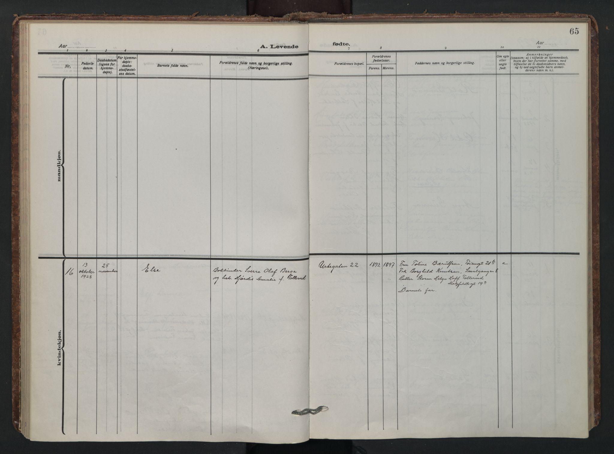 Wexel prestekontor Kirkebøker, AV/SAO-A-10879/F/L0001: Parish register (official) no. 1, 1917-1930, p. 65