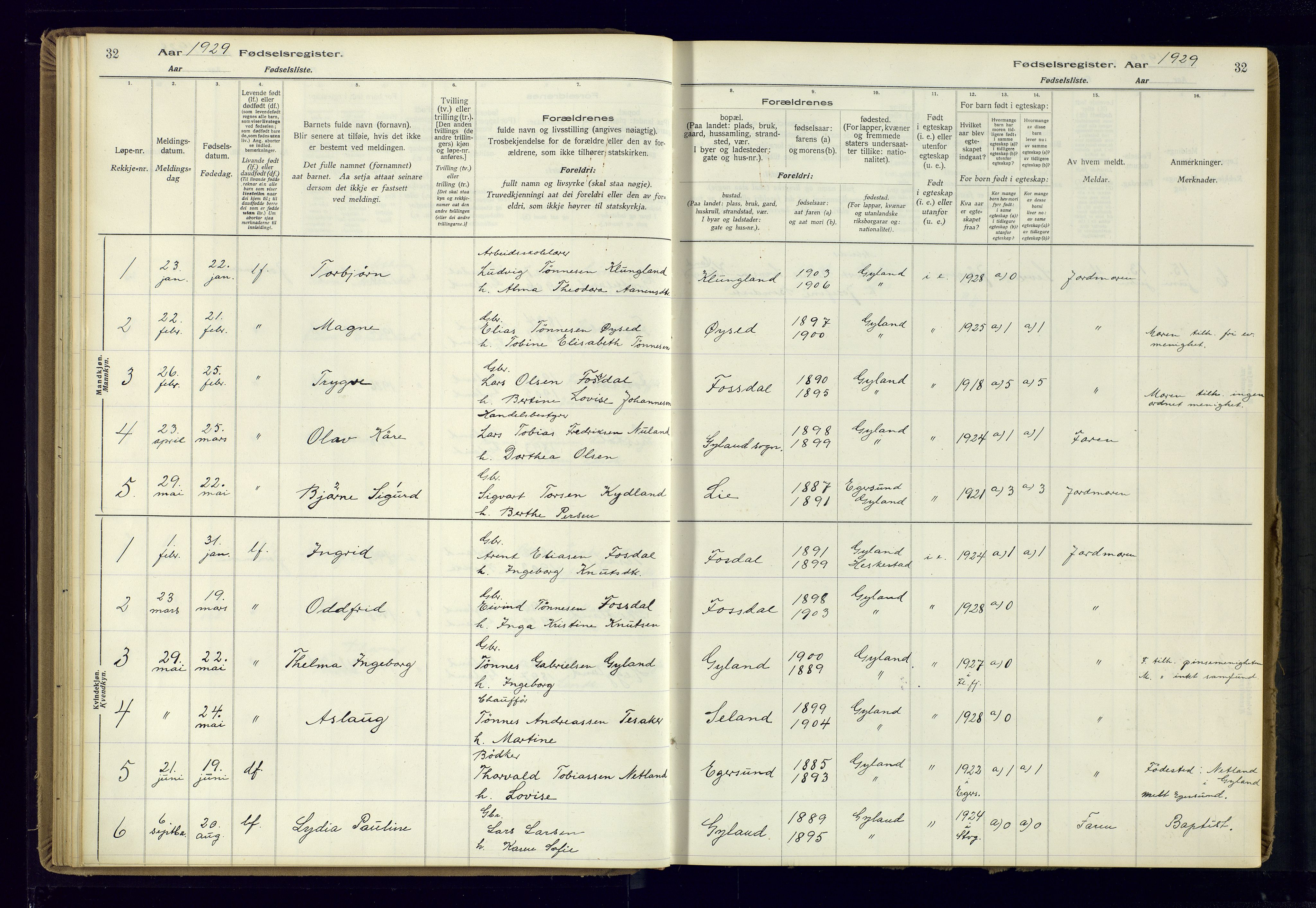 Bakke sokneprestkontor, SAK/1111-0002/J/Ja/L0002: Birth register no. A-VI-19, 1916-1982, p. 32
