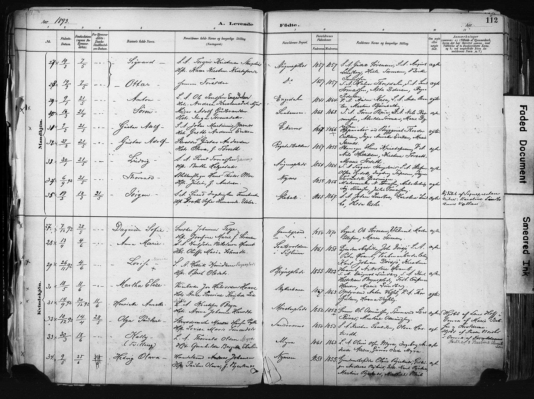 Kongsberg kirkebøker, AV/SAKO-A-22/F/Fb/L0002: Parish register (official) no. II 2, 1886-1896, p. 112