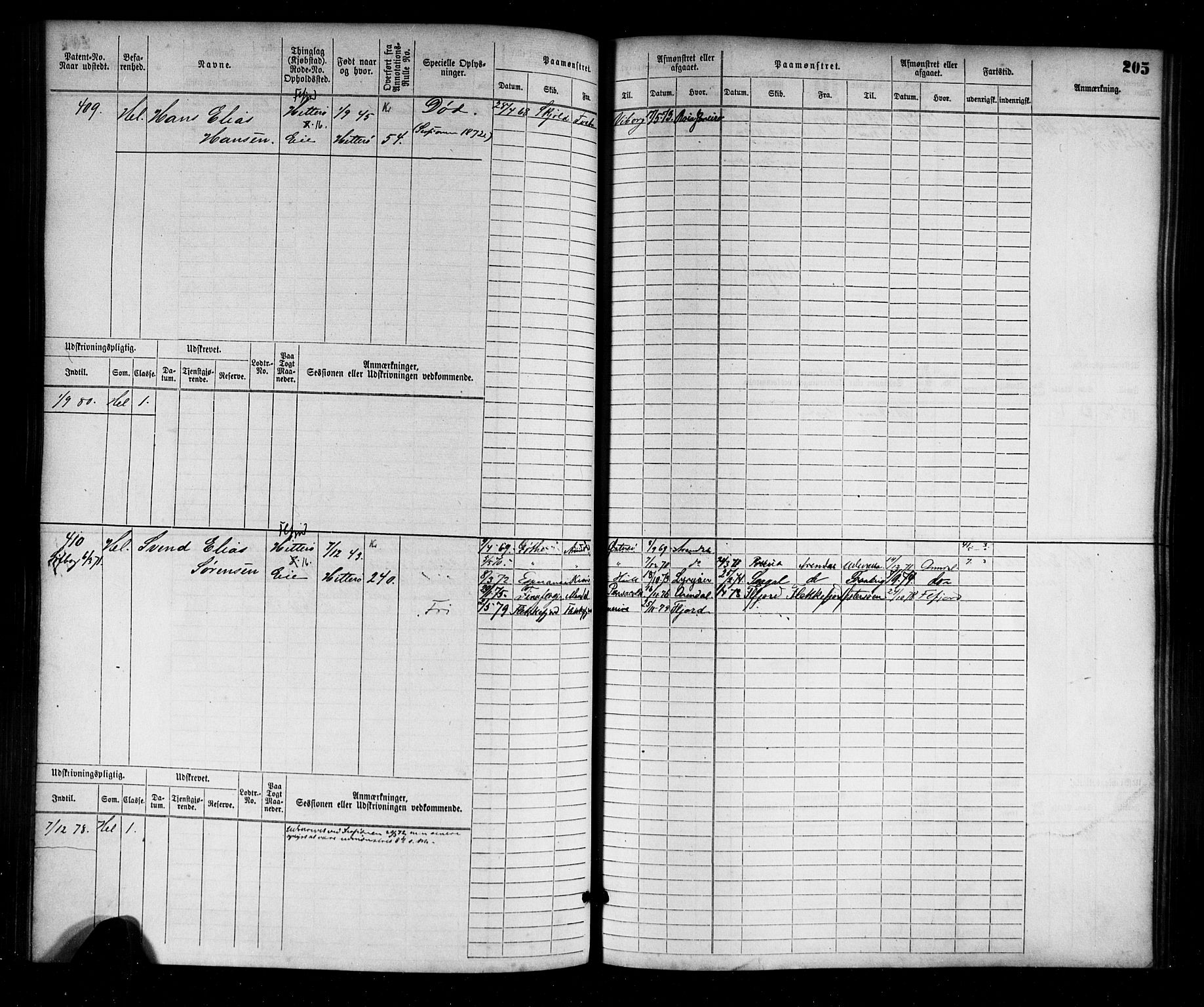 Flekkefjord mønstringskrets, AV/SAK-2031-0018/F/Fb/L0001: Hovedrulle nr 1-764, N-4, 1868-1900, p. 209