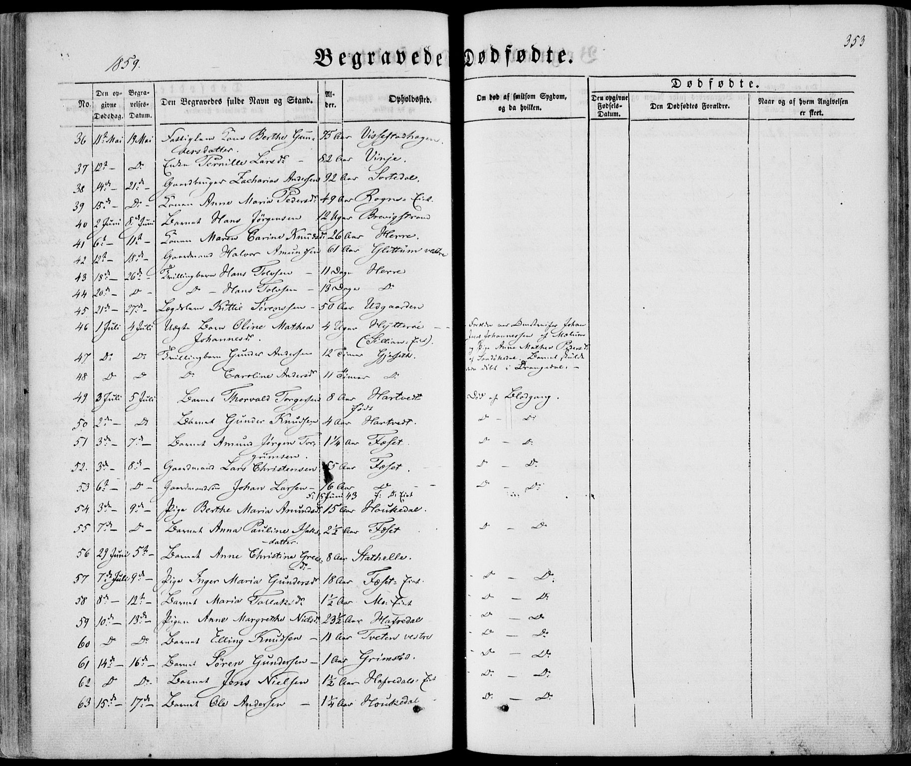 Bamble kirkebøker, AV/SAKO-A-253/F/Fa/L0005: Parish register (official) no. I 5, 1854-1869, p. 353